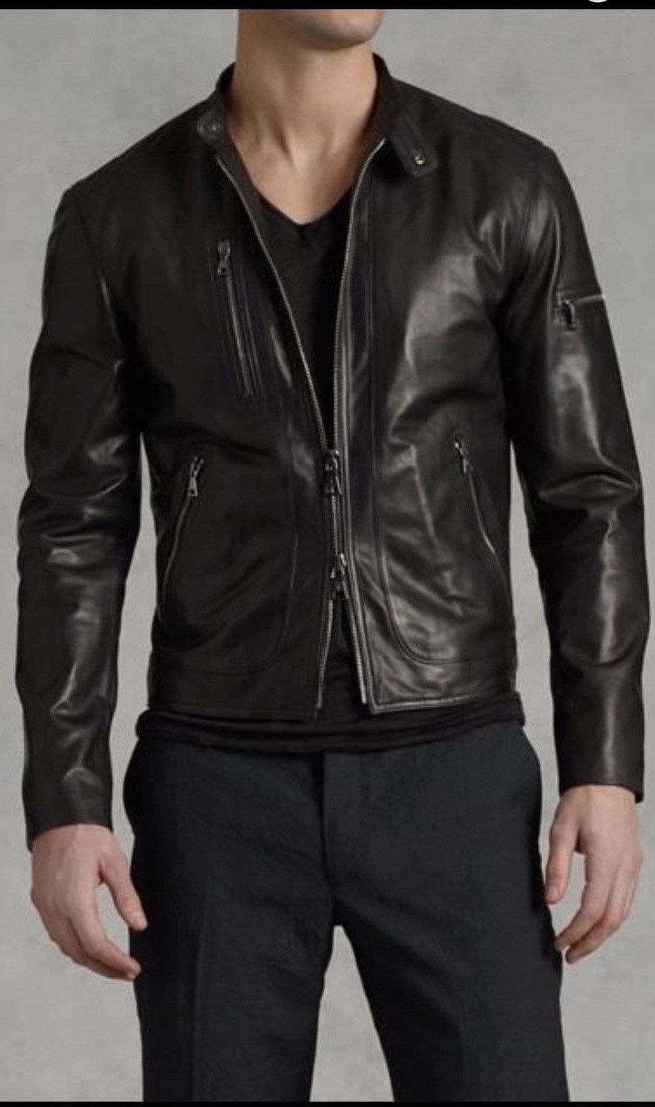 John Varvatos Lambskin Leather Moto Jacket EU 54 USA 44 Size US L / EU 52-54 / 3 - 5 Thumbnail