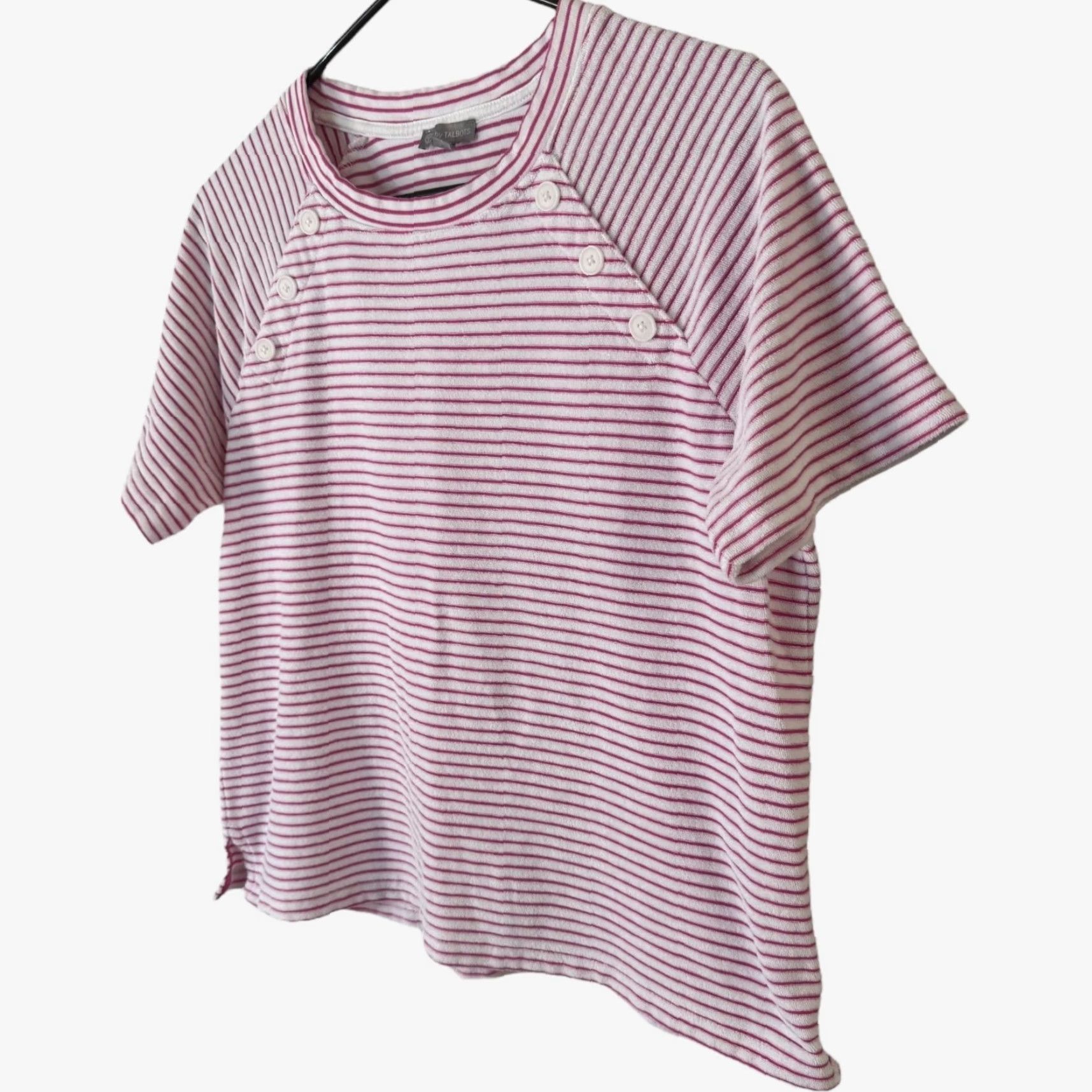 Talbots VINTAGE T By Talbots French Terry Striped T-Shirt Pink & White Women’s Size Medium Size M / US 6-8 / IT 42-44 - 2 Thumbnail