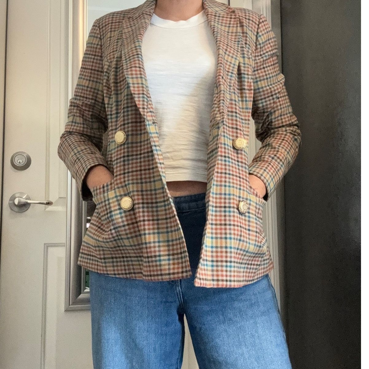 Other International Concepts plaid double breasted Blazer sz XS Size XS / US 0-2 / IT 36-38 - 1 Thumbnail