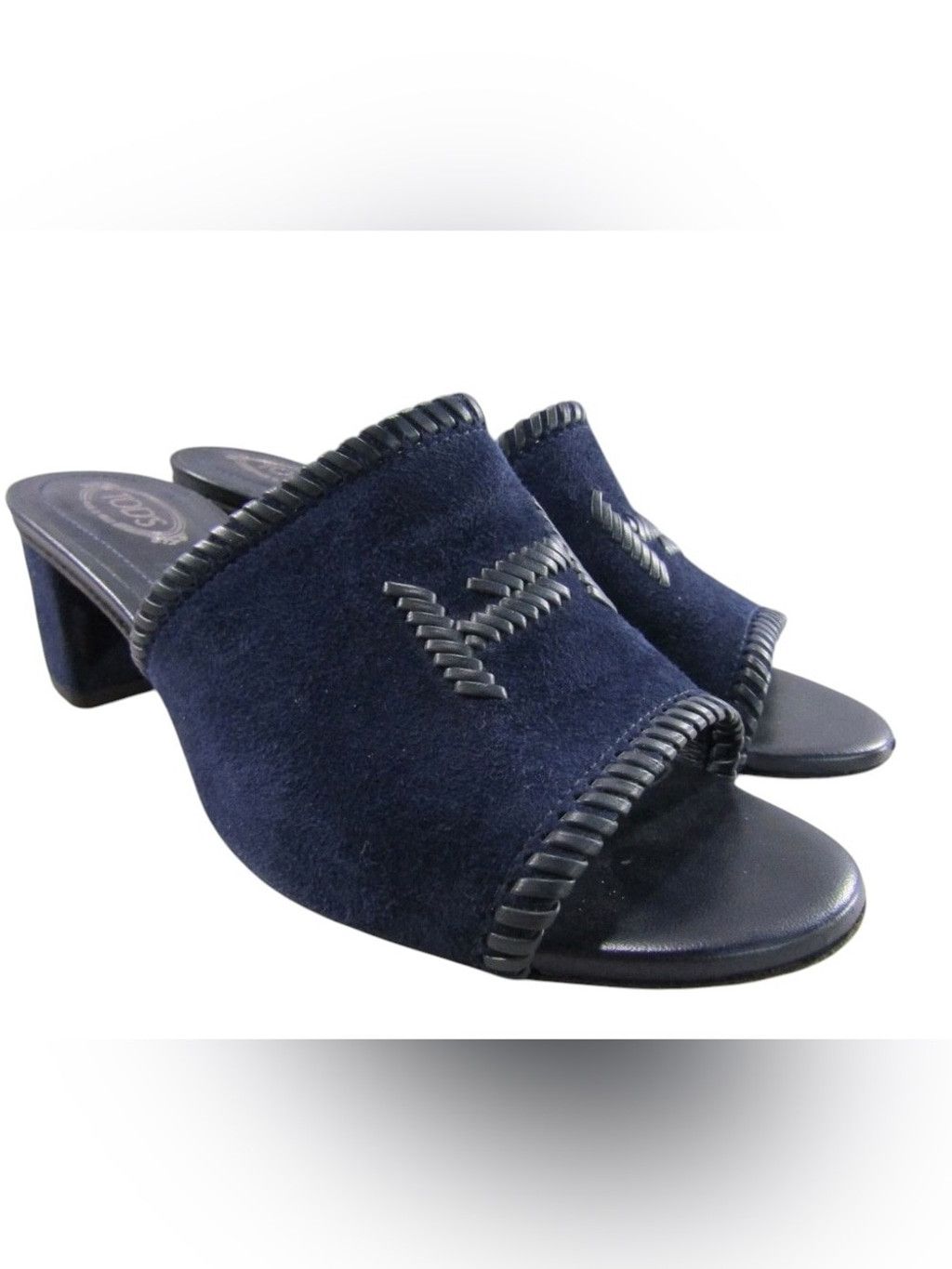 Tod's Tod's Suede Mules Navy Blue MSRP $645 Size US 7 / IT 37 - 3 Thumbnail