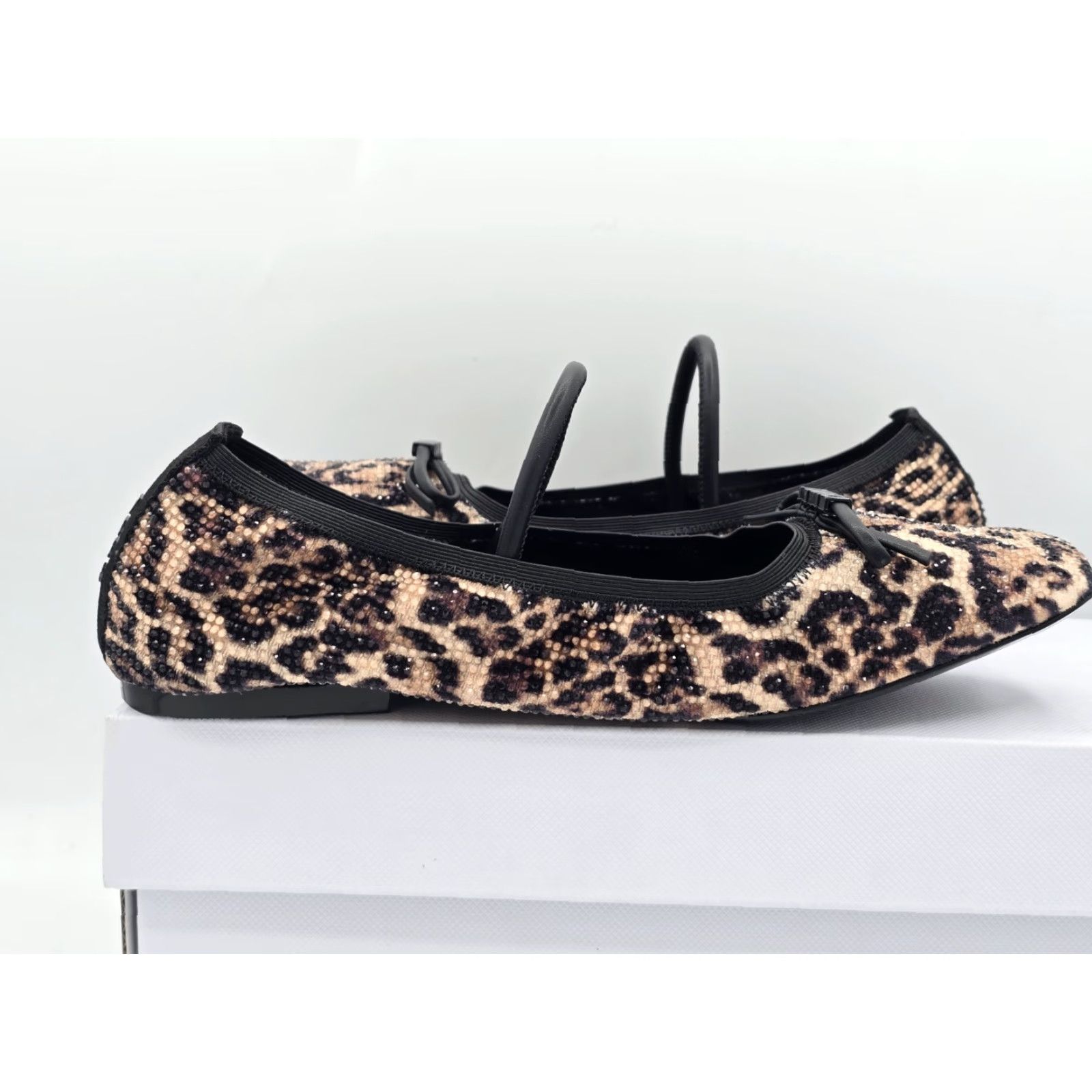 DKNY DKNY NIB Women’s Dale Ruched Ballet Flat - Natural - Size 6.5 - Brown Black - Square Toe - Slip On - Bow - Flat - Women Size US 4 / IT 34 - 5 Thumbnail