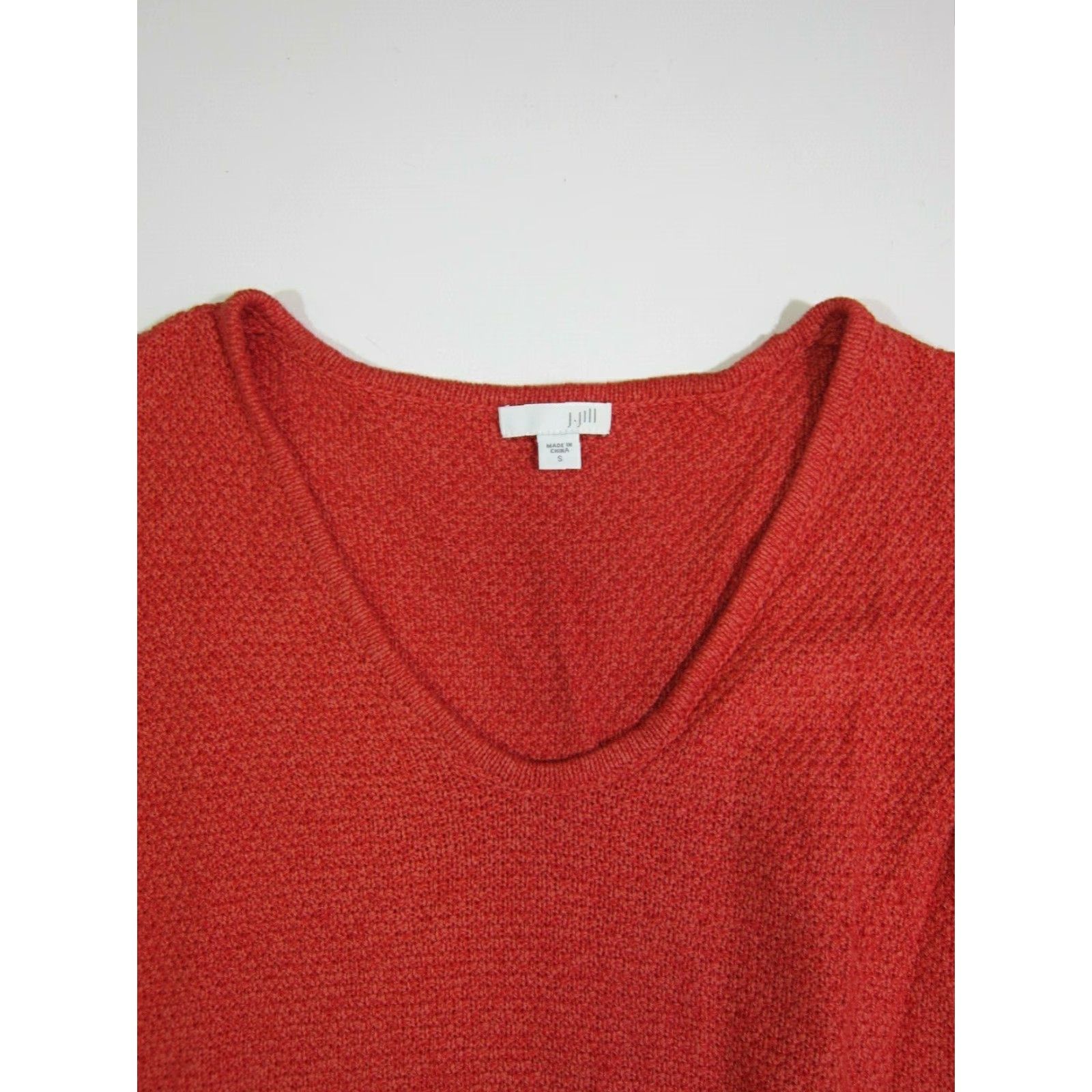 J. Jill J.Jill Coral Pink Cotton Knit V-Neck Long Sleeve Sweater Women Size Small Size S / US 4 / IT 40 - 4 Thumbnail