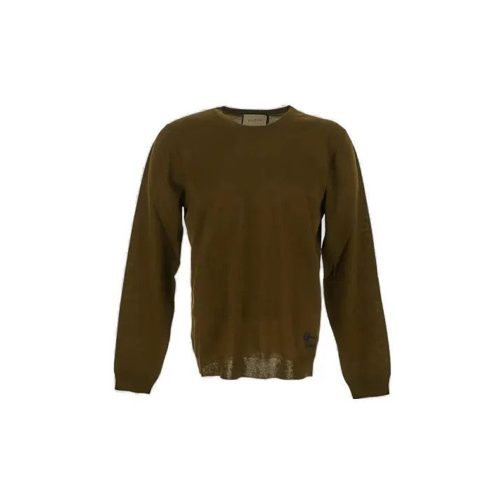 Gucci Gucci Gucci Green Logo Embroidered Knit Sweater -2506 Size US L / EU 52-54 / 3 - 2 Thumbnail