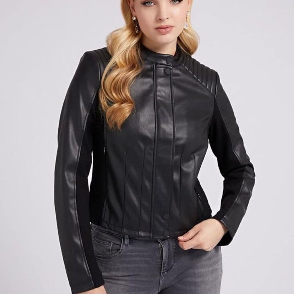 Guess GUESS NWOT Fiammetta Faux Leather Jet Black Jacket Size XL Size XL / US 12-14 / IT 48-50 - 1 Thumbnail