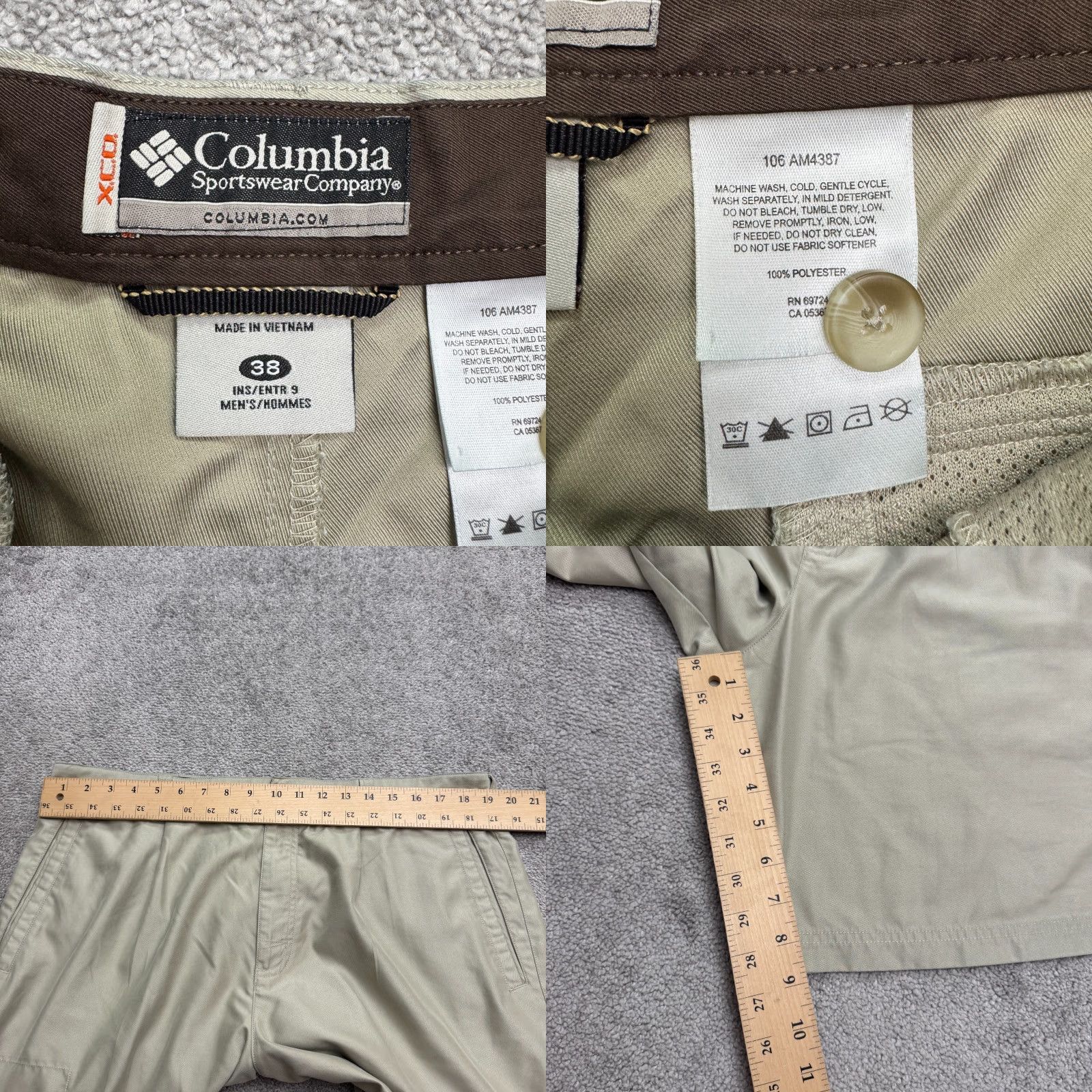 Vintage Columbia Mens Chino Shorts 38 Tan Brown Pleated Front Outdoor Utility Pockets Safari Style 9" Inseam Summer Fall Mens Size US 38 / EU 54 - 8 Thumbnail