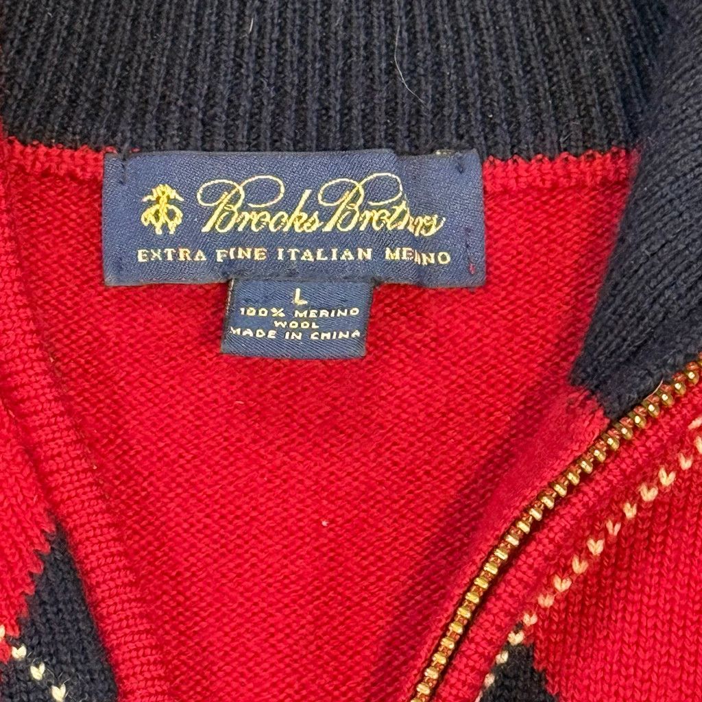 Brooks Brothers Brooks Brothers Men’s L Argyle 1/4 Zip Sweater Size US L / EU 52-54 / 3 - 3 Thumbnail