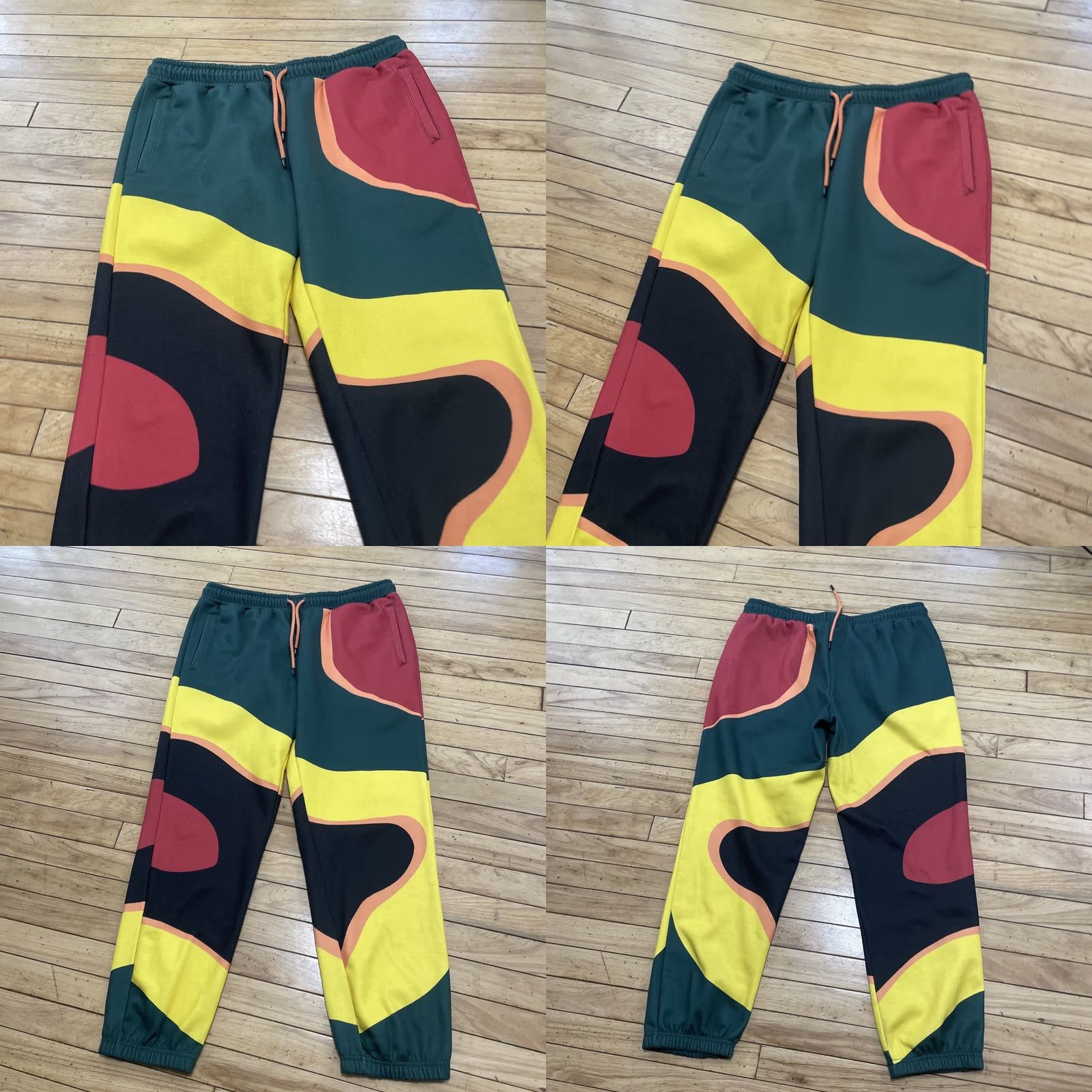 WeSC VINTAGE WeSC Geometric Topographic Print Sweat Pants Men 2XL Jogger Red Green 29 in Inseam Pockets Size US 39 - 10 Thumbnail