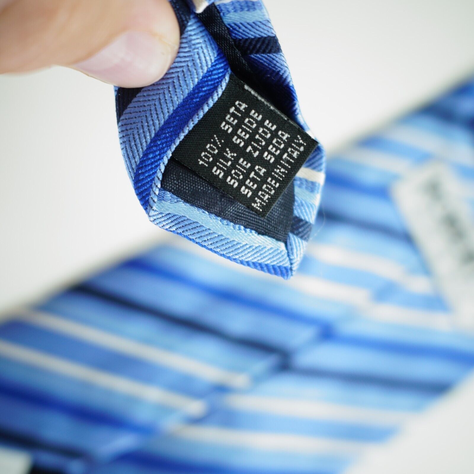 Designer Robert's Italy Blue Striped Woven Silk Tie Size ONE SIZE - 6 Thumbnail