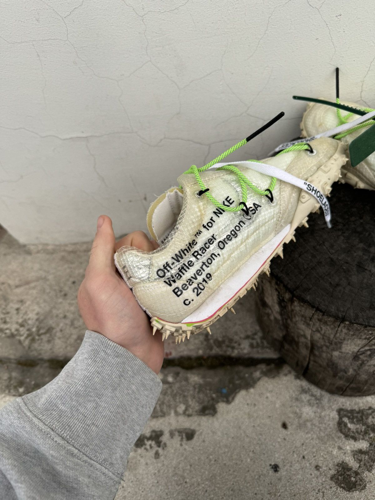 Nike × Off-White Nike Waffle Racer X Off-White White Electric Green Size US 7 / EU 40 - 11 Thumbnail