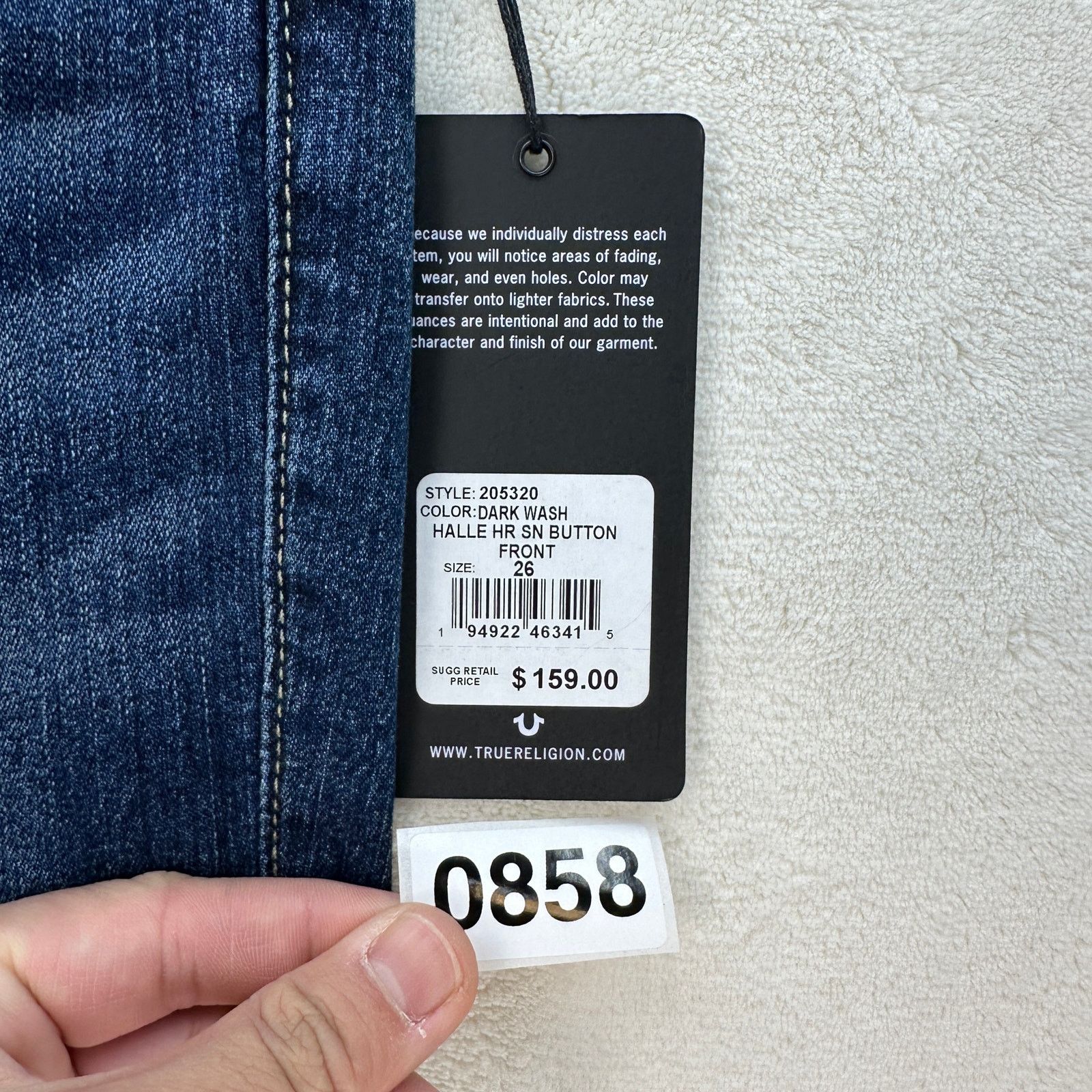 True Religion TRUE RELIGION WOMEN'S 26 HALLE HIGH RISE SUPER SKINNY MEDIUM Size 26" / US 2 / IT 38 - 5 Thumbnail