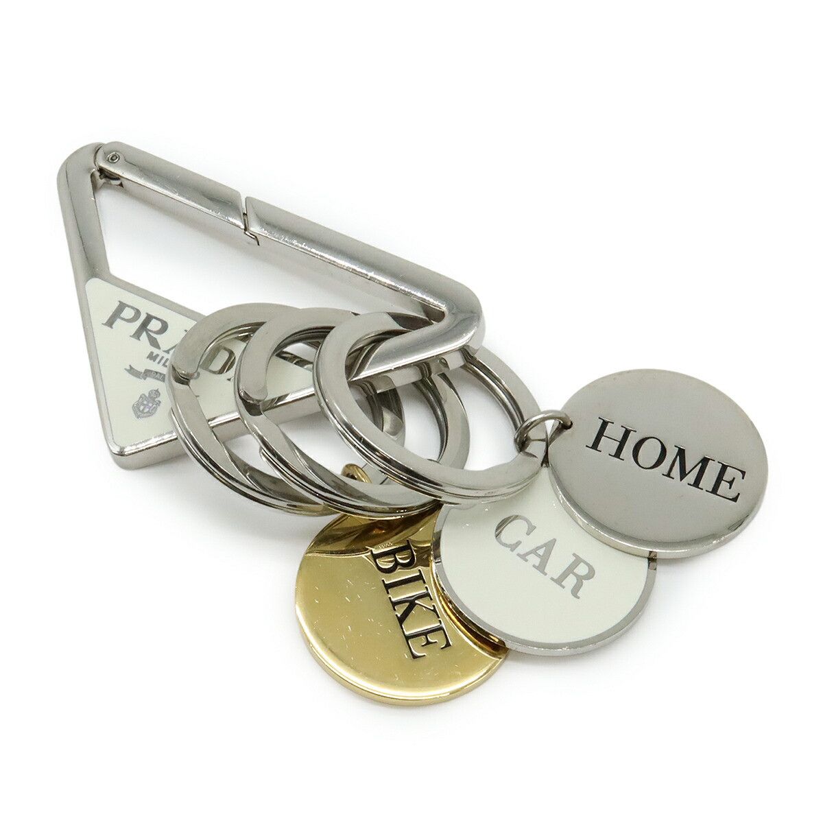 Prada Prada Prada Triangle Logo Metal Keyring Bag Charm Metal Key Chain 1PS058 Size ONE SIZE - 1 Thumbnail