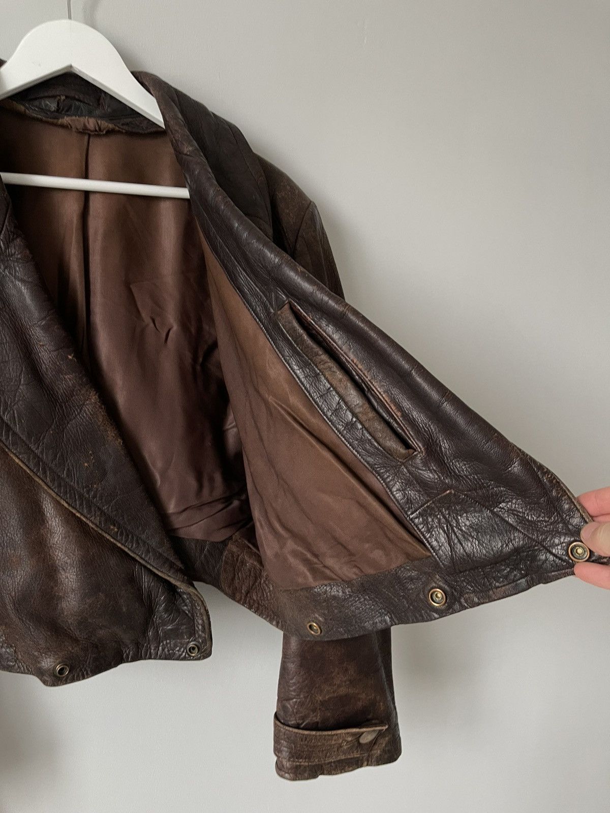 Vintage Vintage 1950's Germany Cowhide Leather Cropped Moto Jacket Size US L / EU 52-54 / 3 - 12 Thumbnail