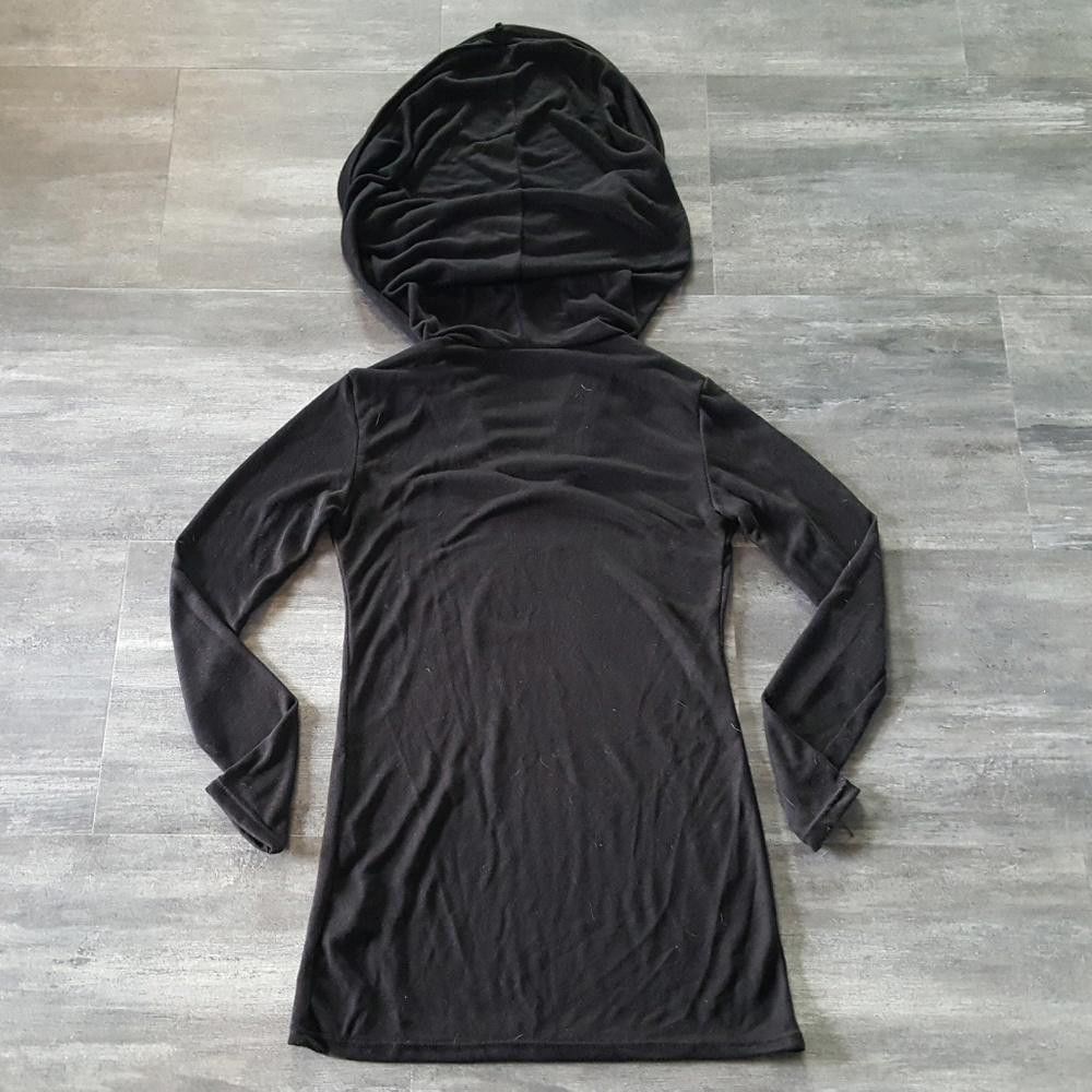 Designer Black Hooded Casa Long Sleeve Mini Size XL / US 12-14 / IT 48-50 - 2 Thumbnail