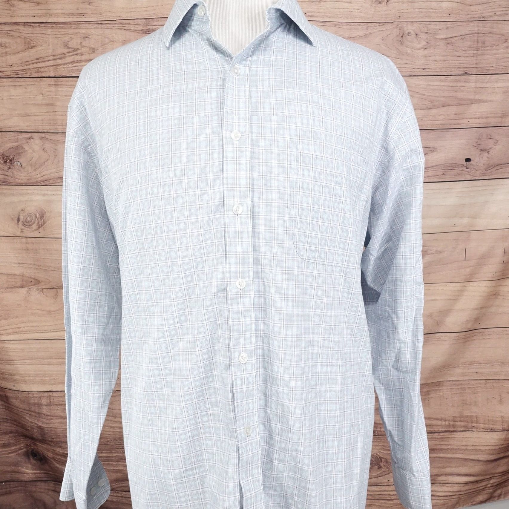 Tasso Elba Tasso Elba Men's Dress Shirt 2XL Long Sleeve Plaid Cotton Non-Iron Business Casual Blue Size US XXL / EU 58 / 5 - 3 Thumbnail