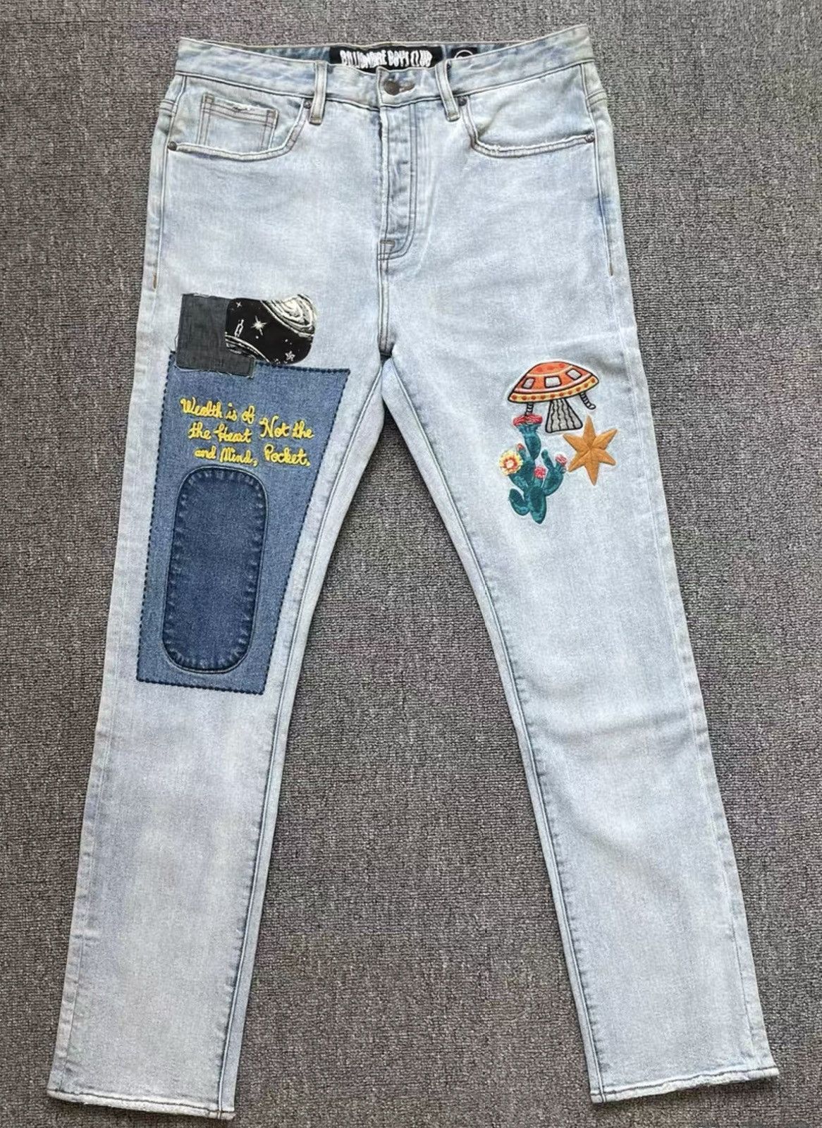 Billionaire Boys Club BBC Distressed Embroidered Slim-Fit Stretch Jeans Size US 34 / EU 50 - 1 Thumbnail