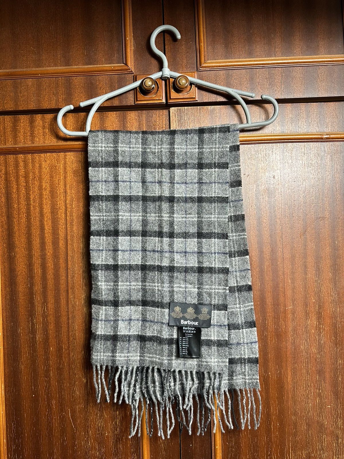 Barbour × Vintage Vintage Barbour Wool 90s Checkered Plaid Flannel Scarf Size ONE SIZE - 1 Thumbnail