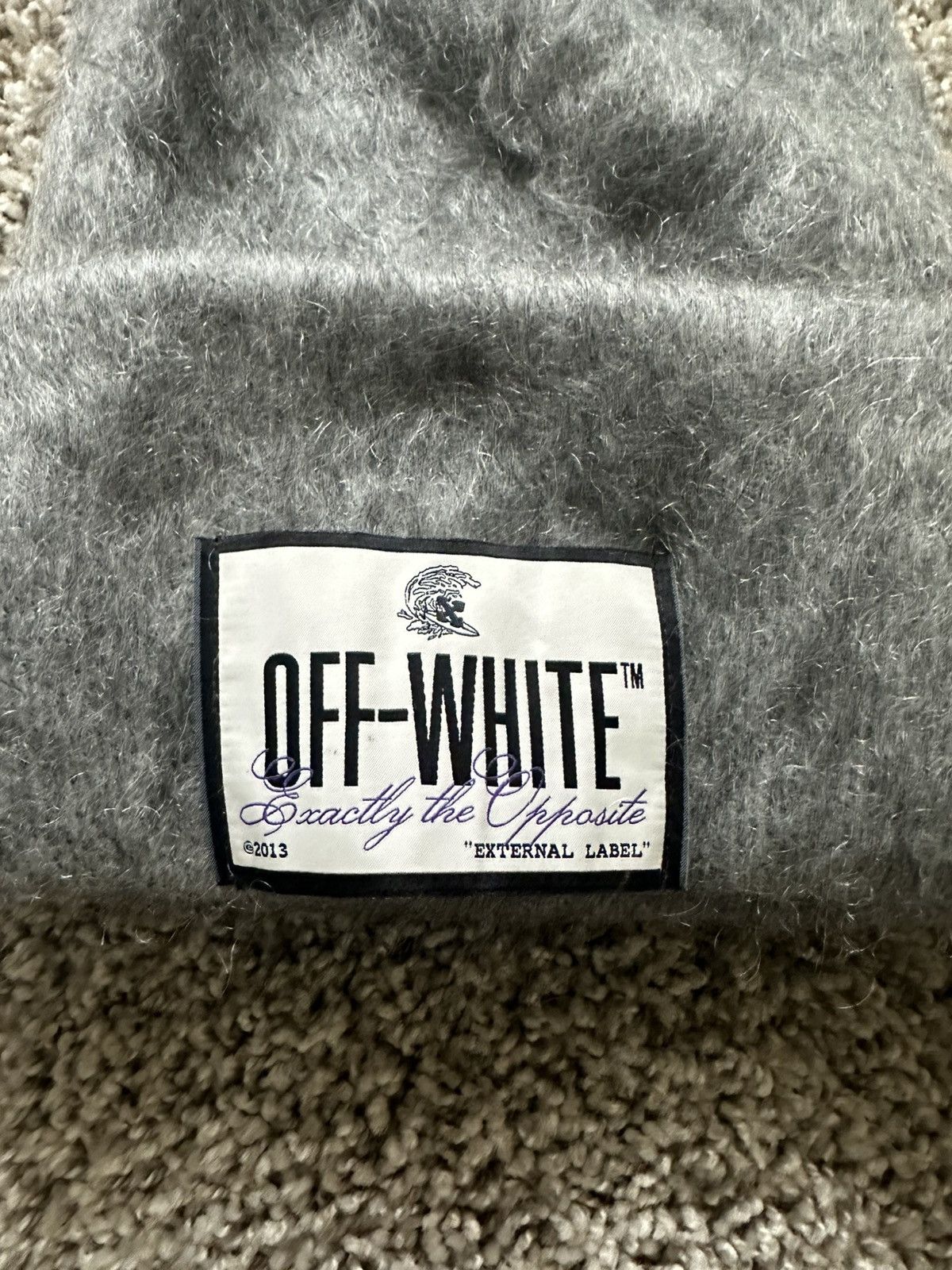Off-White Brush Knitted Beanie Hat Size ONE SIZE - 2 Thumbnail