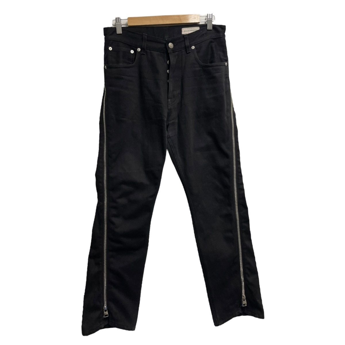 image of Alexander Mcqueen Zipper Denim Pants in Black, Men's (Size 30)