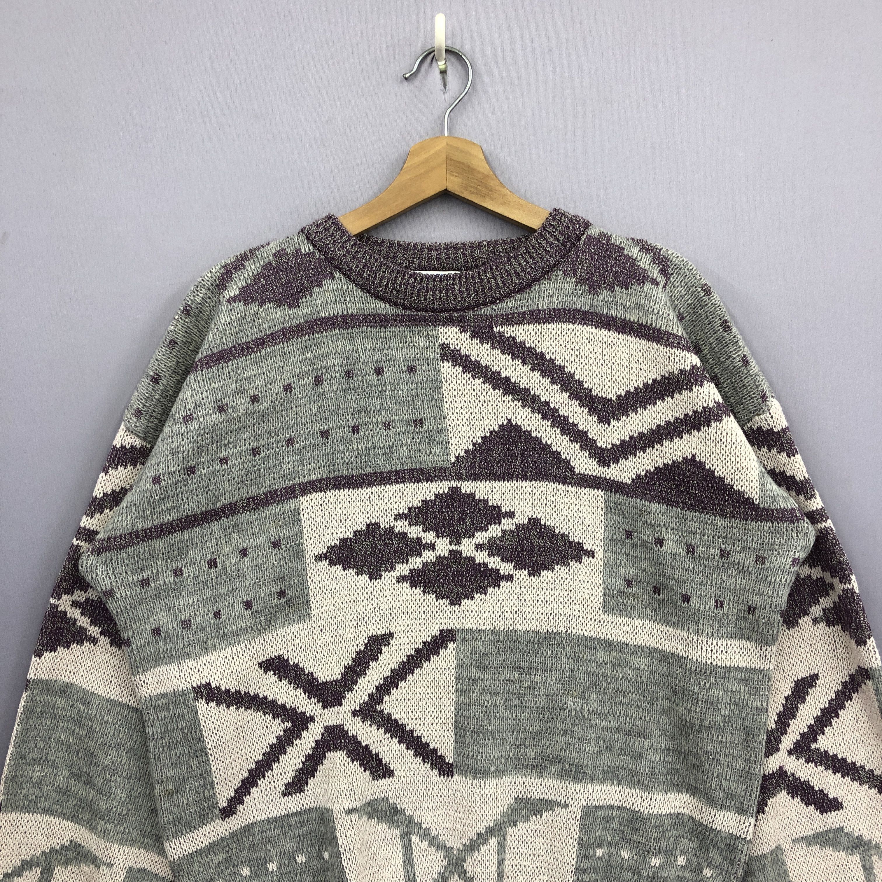 Homespun Knitwear × Vintage Vintage 90s Navajo Aztec Knitwear Sweater Sweatshirt Jumper Size US L / EU 52-54 / 3 - 3 Thumbnail