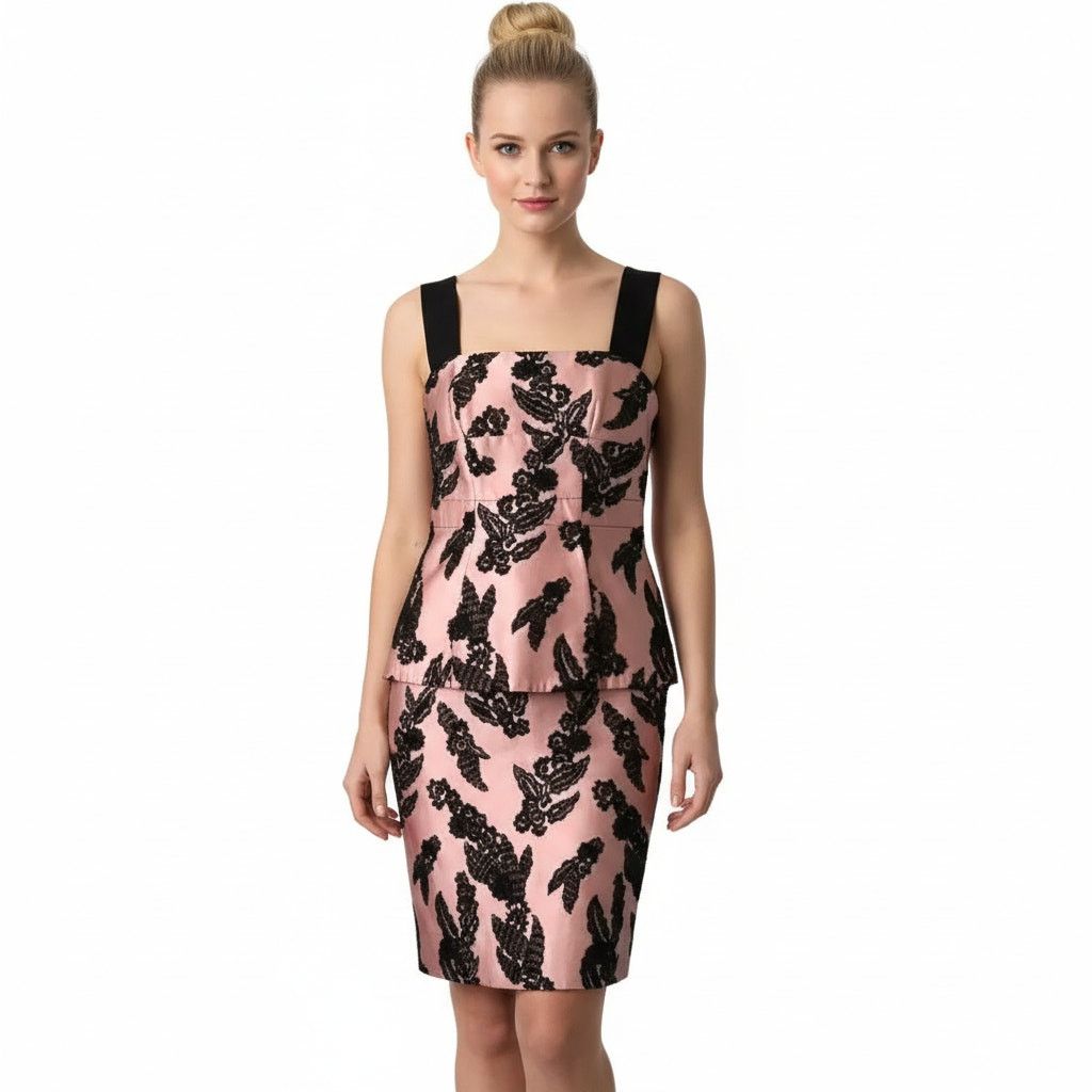 Marc Jacobs Marc Jacobs Pink Black Embroidered Sleeveless Midi Dress,US4 Size S / US 4 / IT 40 - 5 Thumbnail