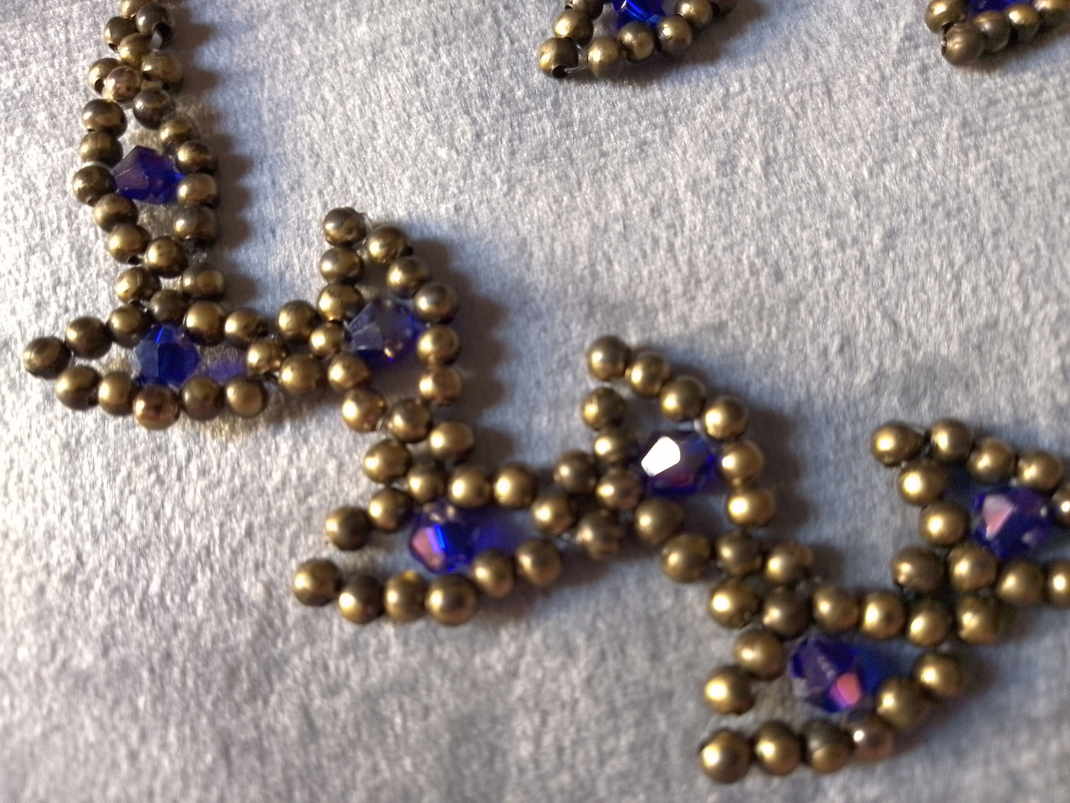 Handmade Necklace Vintage Earrings Leafy Brass Blue Crystal Size ONE SIZE - 11 Thumbnail