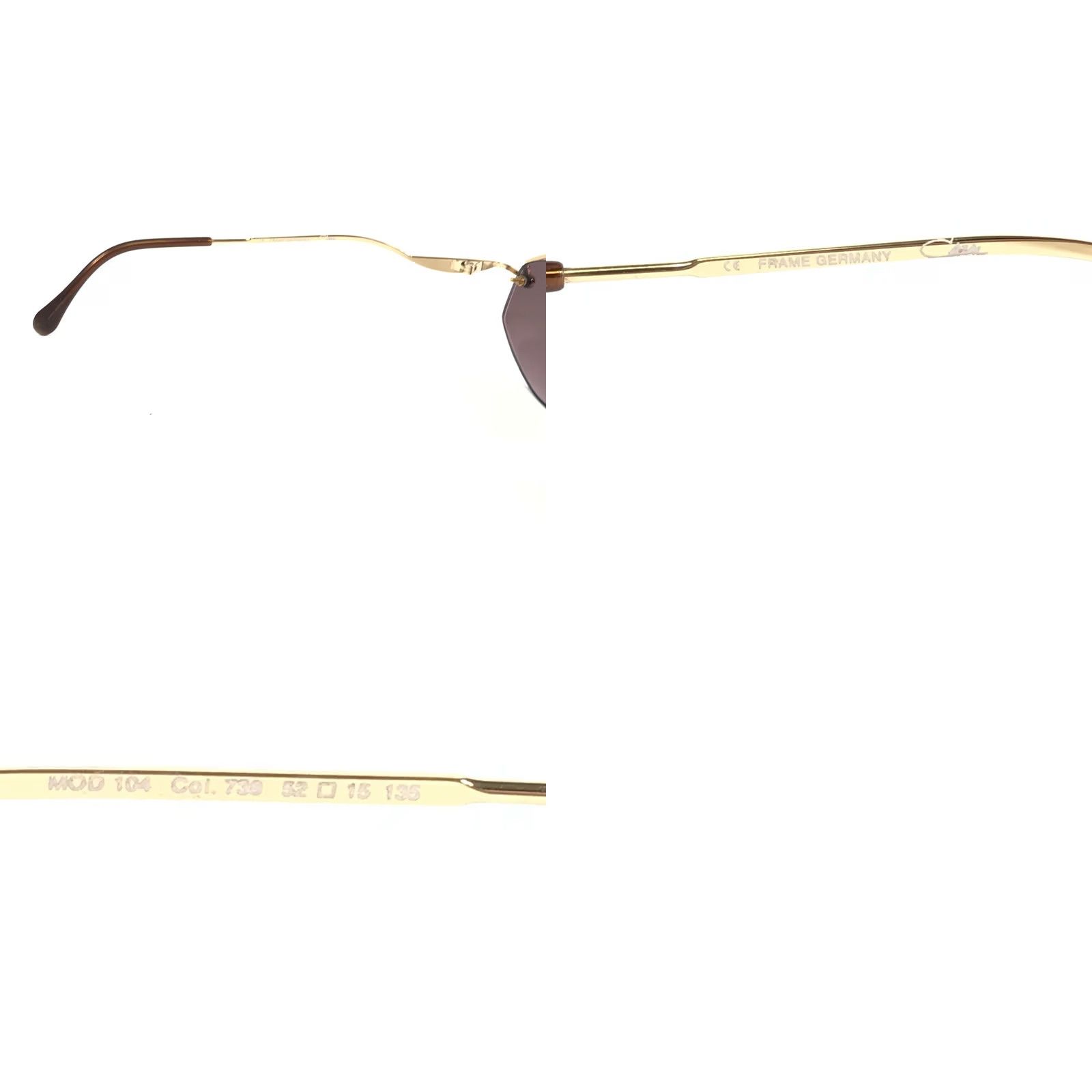 Cazal Sunglasses MOD.104 COL.738 Brown Gold Rectangular Frames with Purple Lens CAZAL Sunglasses MOD.104 COL.738 Brown Gold Purple Lens  main image 2