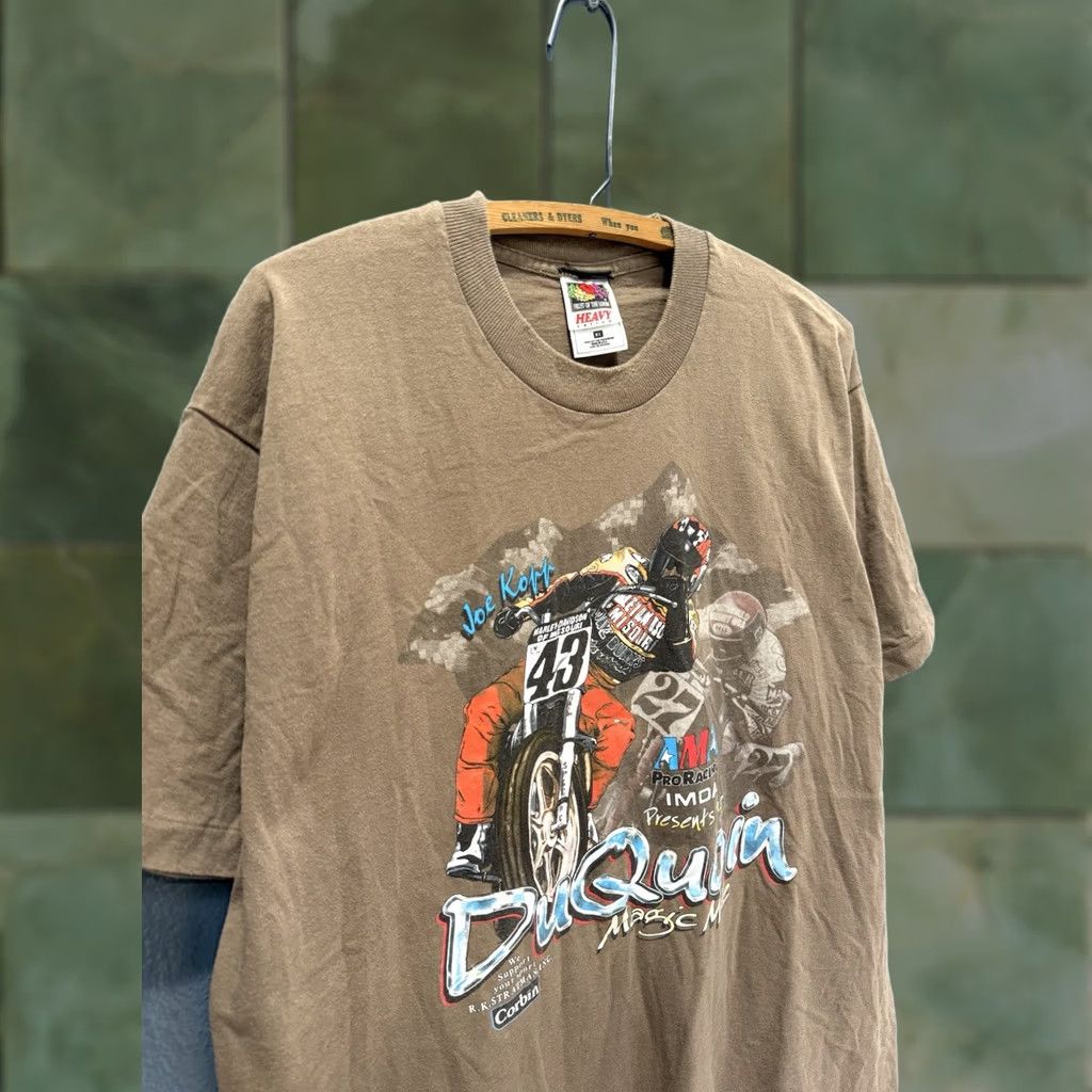 Camel VINTAGE Camel Pro Tee XL Brown DuQuoin Mile Flat Track Motorcycle Racing 90s Size US XL / EU 56 / 4 - 1 Thumbnail