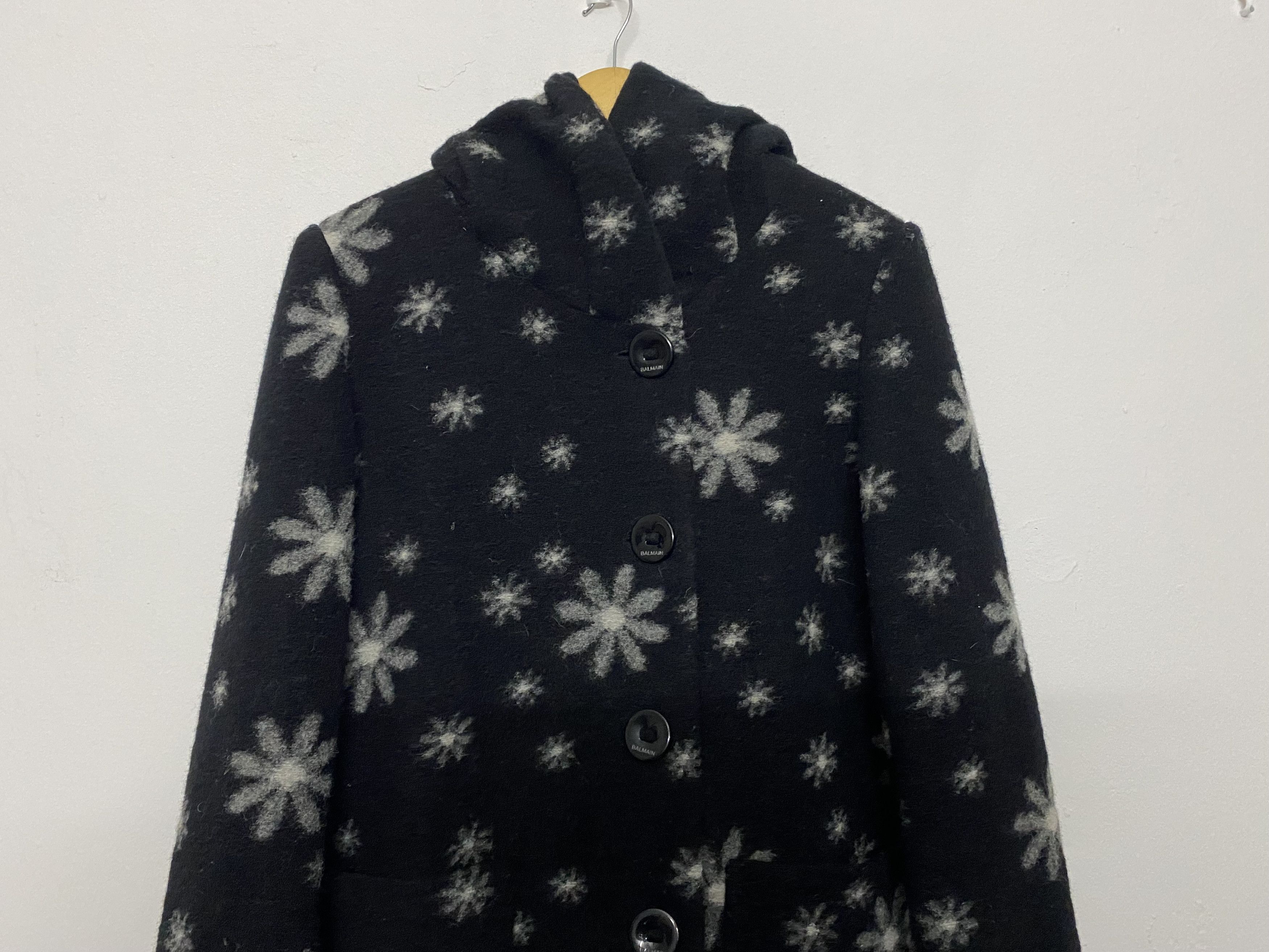 Vintage BALMAIN PARIS Flower Print Wool Blend Coat Jacket
