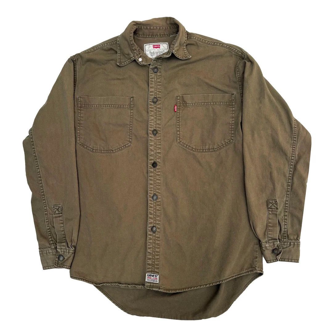 Levi's Levi’s 1990 90s Vintage Khaki L/S Button Up Denim Shirt Size US L / EU 52-54 / 3 - 1 Thumbnail