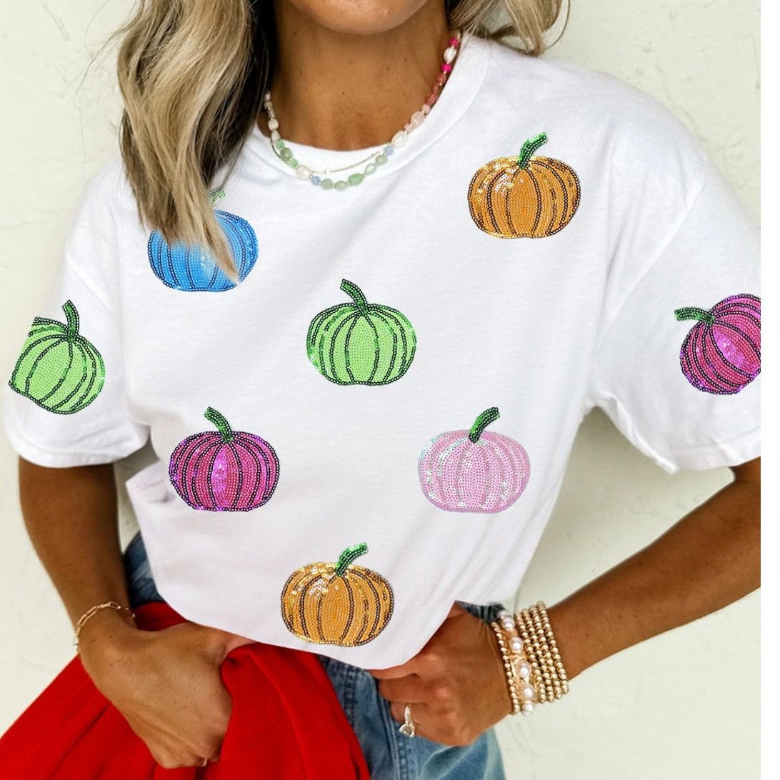 Other NWT White Sequin Pumpkin T Shirt Size S / US 4 / IT 40 - 1 Thumbnail