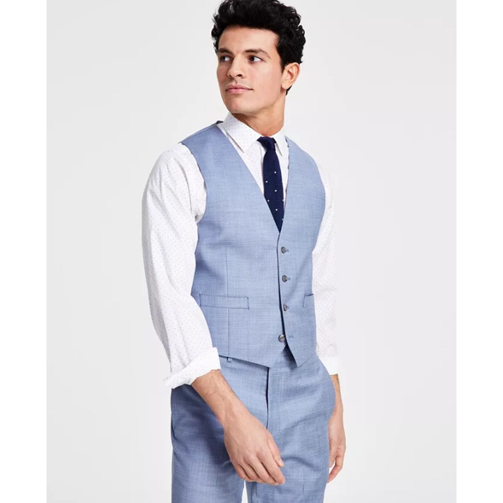 Calvin Klein Calvin Klein Men's Light Blue Wool Skinny Suit Vest Size XL Size 46R - 1 Thumbnail