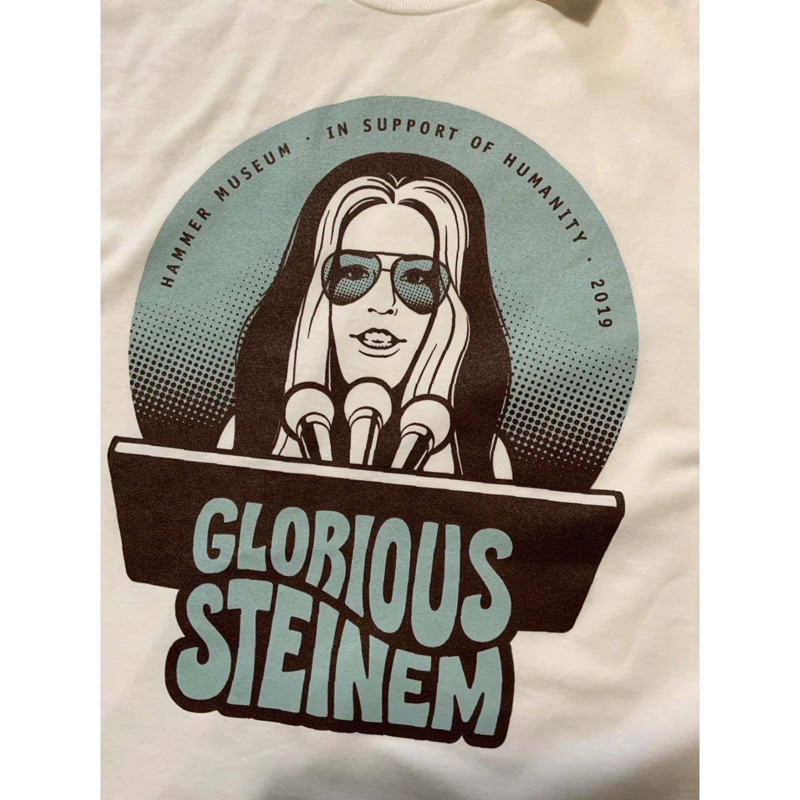 Vintage NWT Hammer Museum X Sara Paske Gloria Steinem Glorious Humanity Graphic T-Shirt Mens Medium White 2019 Graphic S/S Size US M / EU 48-50 / 2 - 2 Thumbnail
