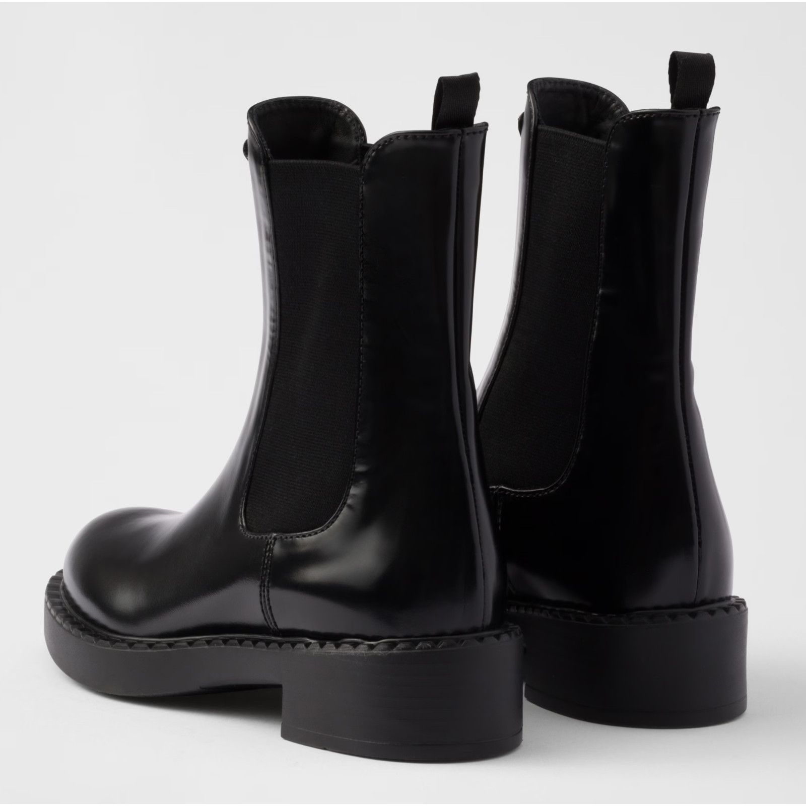 Prada Prada Chocolate Brushed Leather Black Pull On Chelsea Size US 7.5 / IT 37.5 - 15 Thumbnail