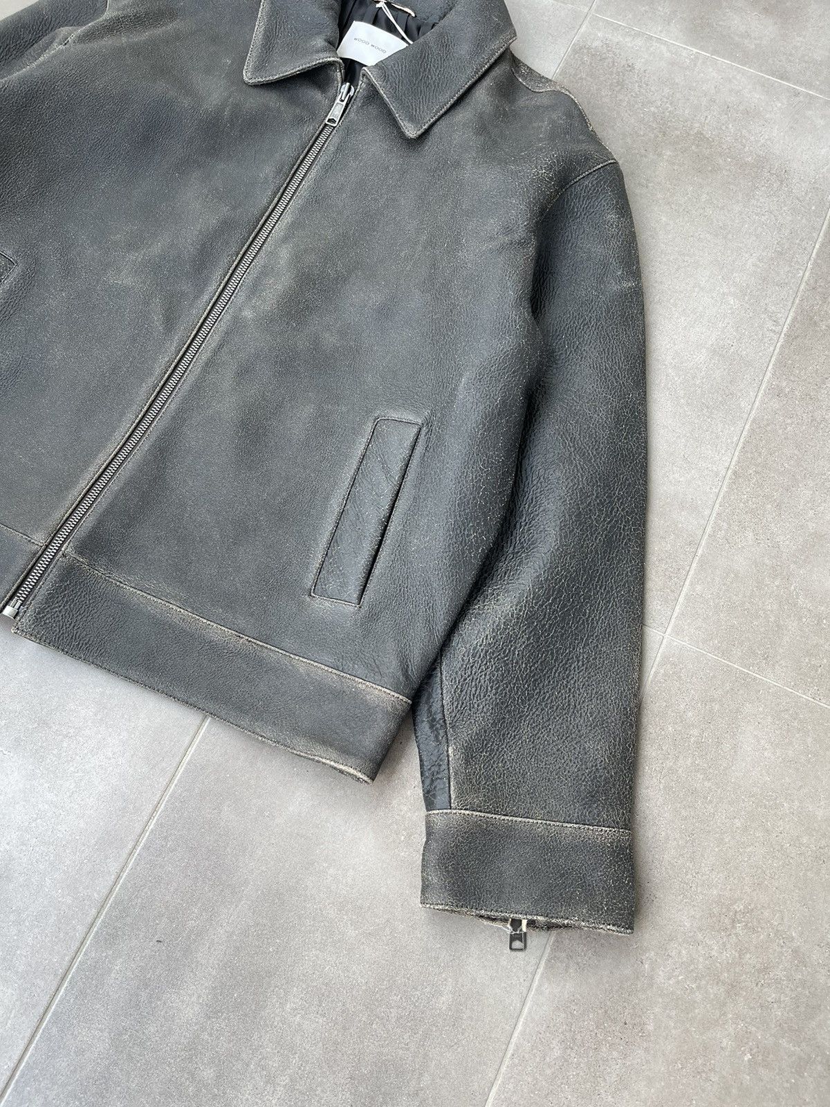 Wood Wood !DS! SS23 Wood Wood Jacob Gray Leather Jacket Size US XXL / EU 58 / 5 - 11 Thumbnail