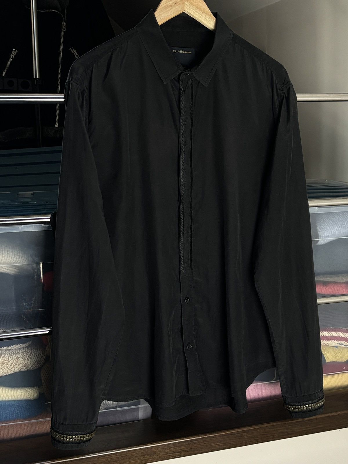 Roberto Cavalli Roberto Cavalli Class avant garde silk & cotton black shirt Size US L / EU 52-54 / 3 - 2 Thumbnail