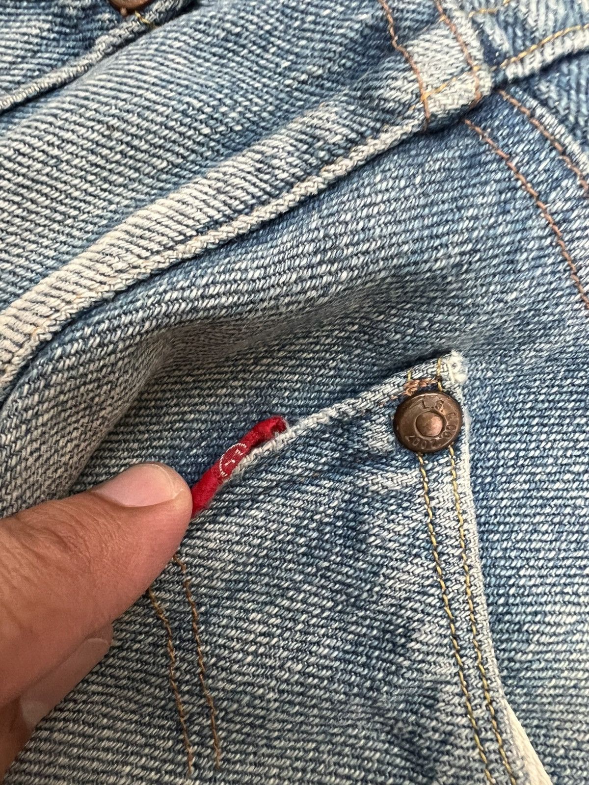 Levi's × Levi's Vintage Clothing VINTAGE LEVIS RED BUTTON NO.7 SELVEDGE DISTRESS JEAN Size US 30 / EU 46 - 14 Thumbnail
