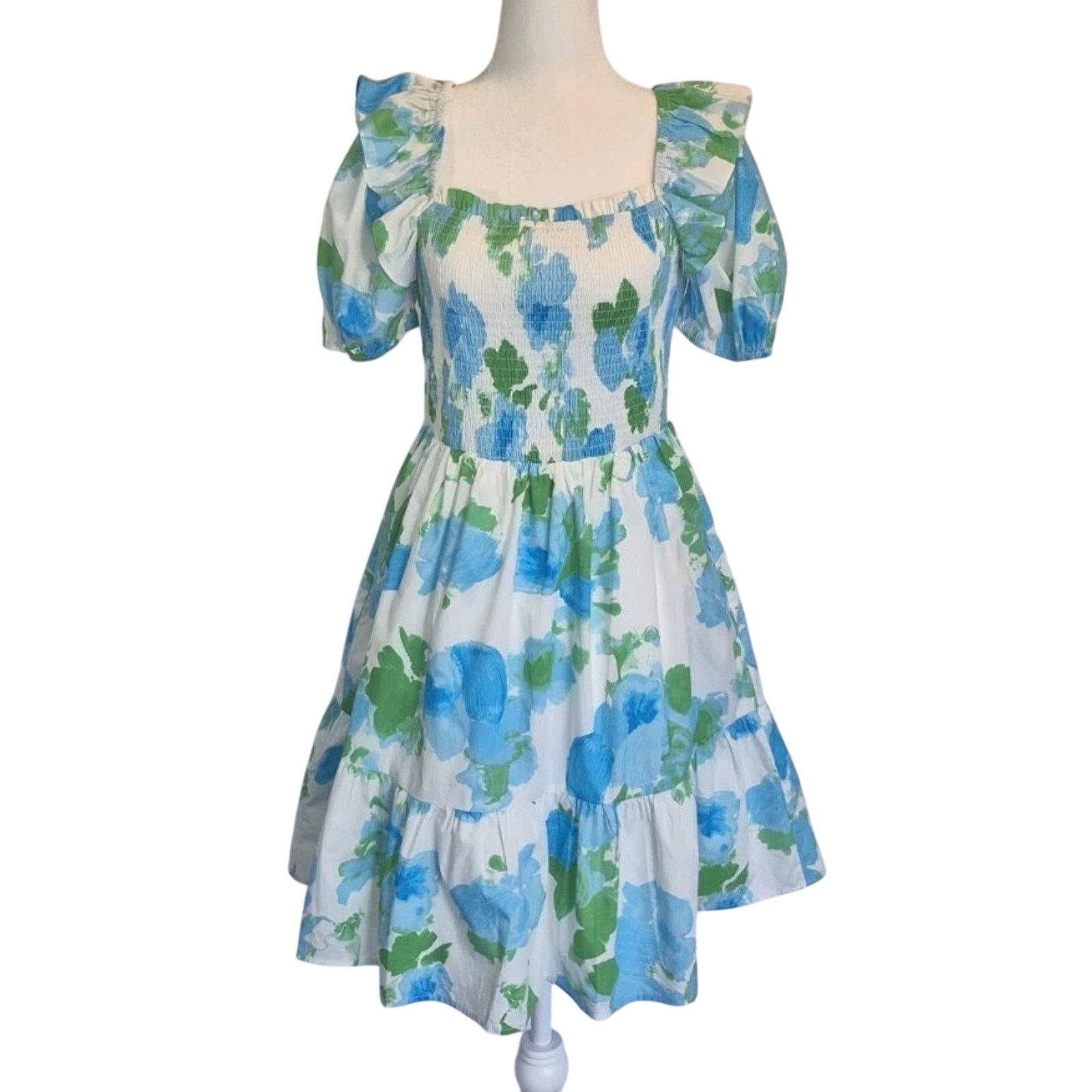 Anthropologie New Anthropologie Sugarlips Smocked Blue Green Dress Medium Size M / US 6-8 / IT 42-44 - 1 Thumbnail