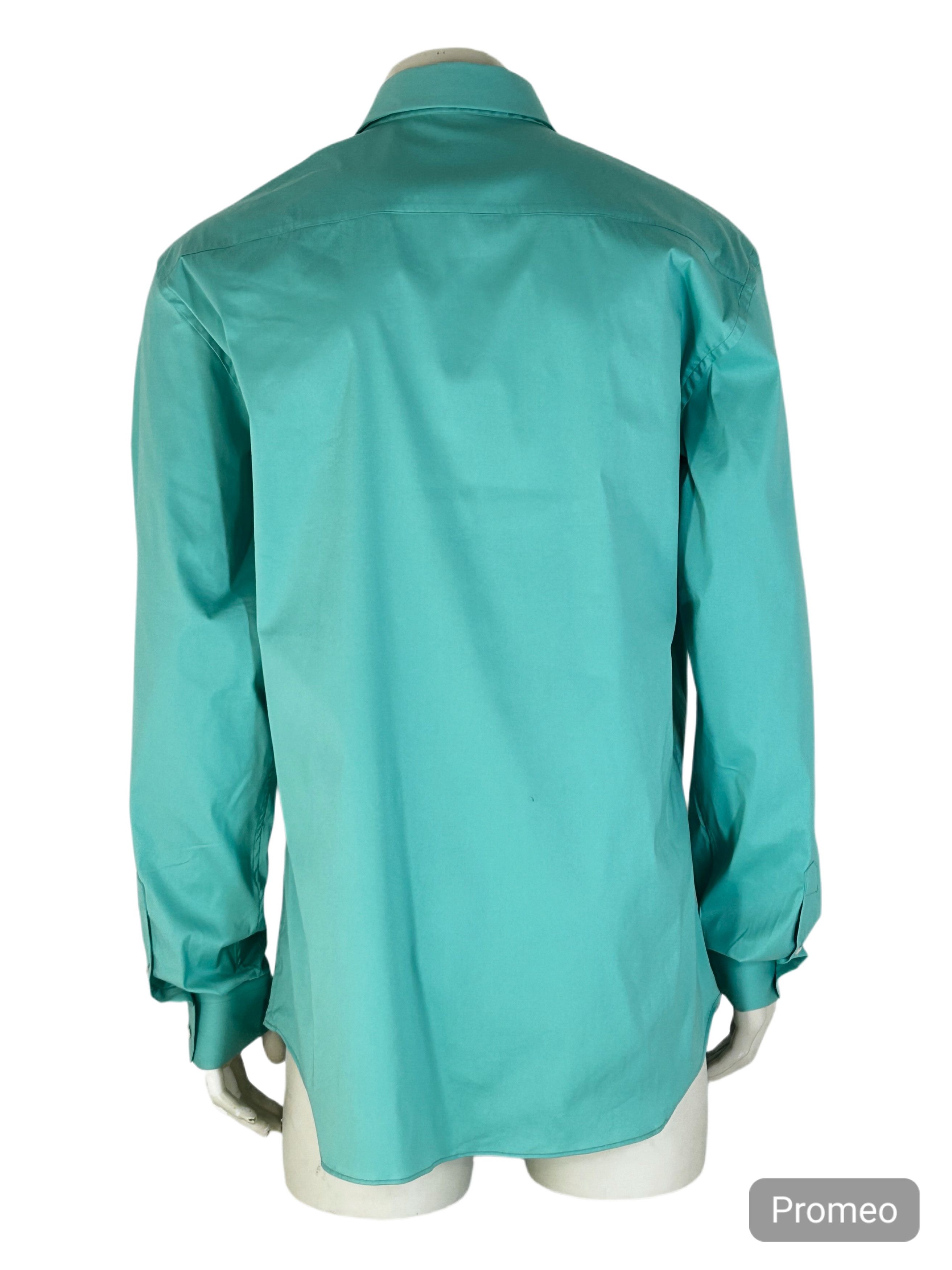 Prada PRADA TEAL POPLIN STRETCH COTTON DRESS SHIRT Size US L / EU 52-54 / 3 - 3 Thumbnail