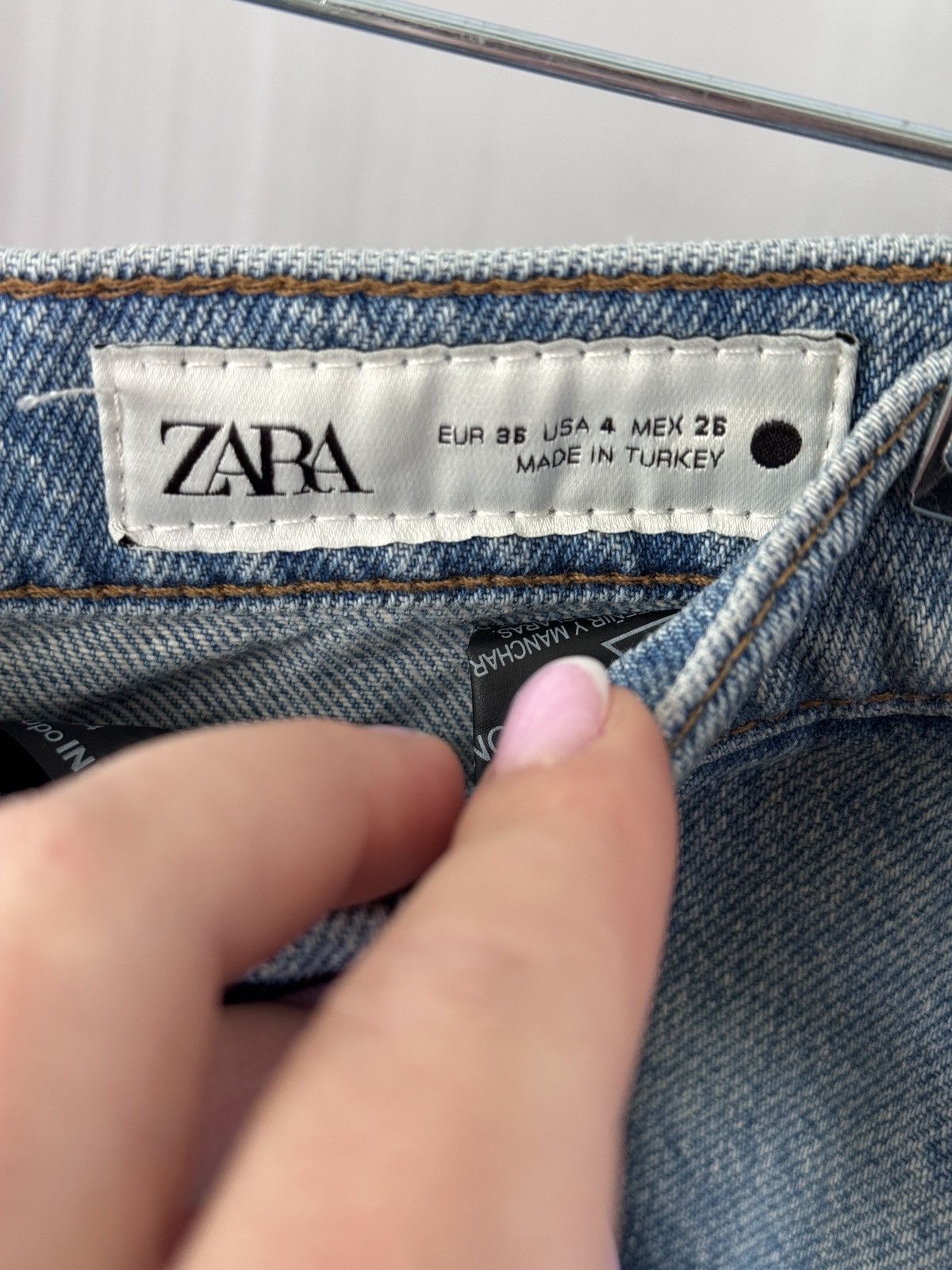 Zara ZARA High Waist Straight Jeans – Light Blue, Size 36 / US 4 Size 27" / US 4 / IT 40 - 3 Thumbnail