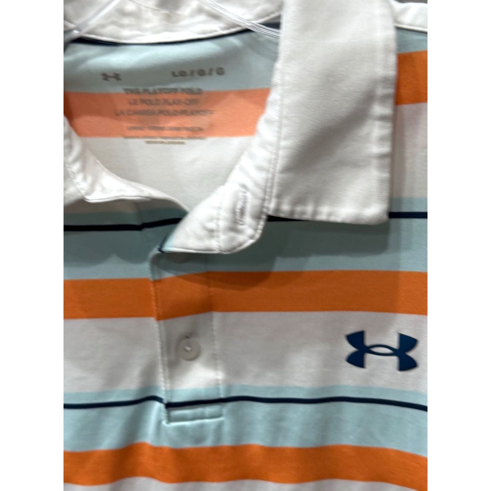 Under Armour Under Armour POLO SHIRT L Bleu Mango Stripe Mens Large Regular Color Multicolor Striped Polo Shirt L Mens Size US L / EU 52-54 / 3 - 6 Thumbnail