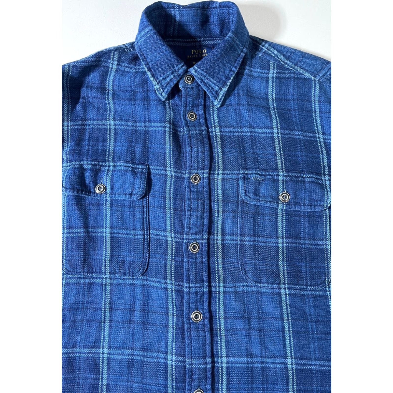 Polo Ralph Lauren Polo Ralph Lauren Men's Plaid Flannel Shirt - Button-Up, Long Sleeve, Elbow Patches, Size L, Blue, Classic Fit Size US L / EU 52-54 / 3 - 6 Thumbnail