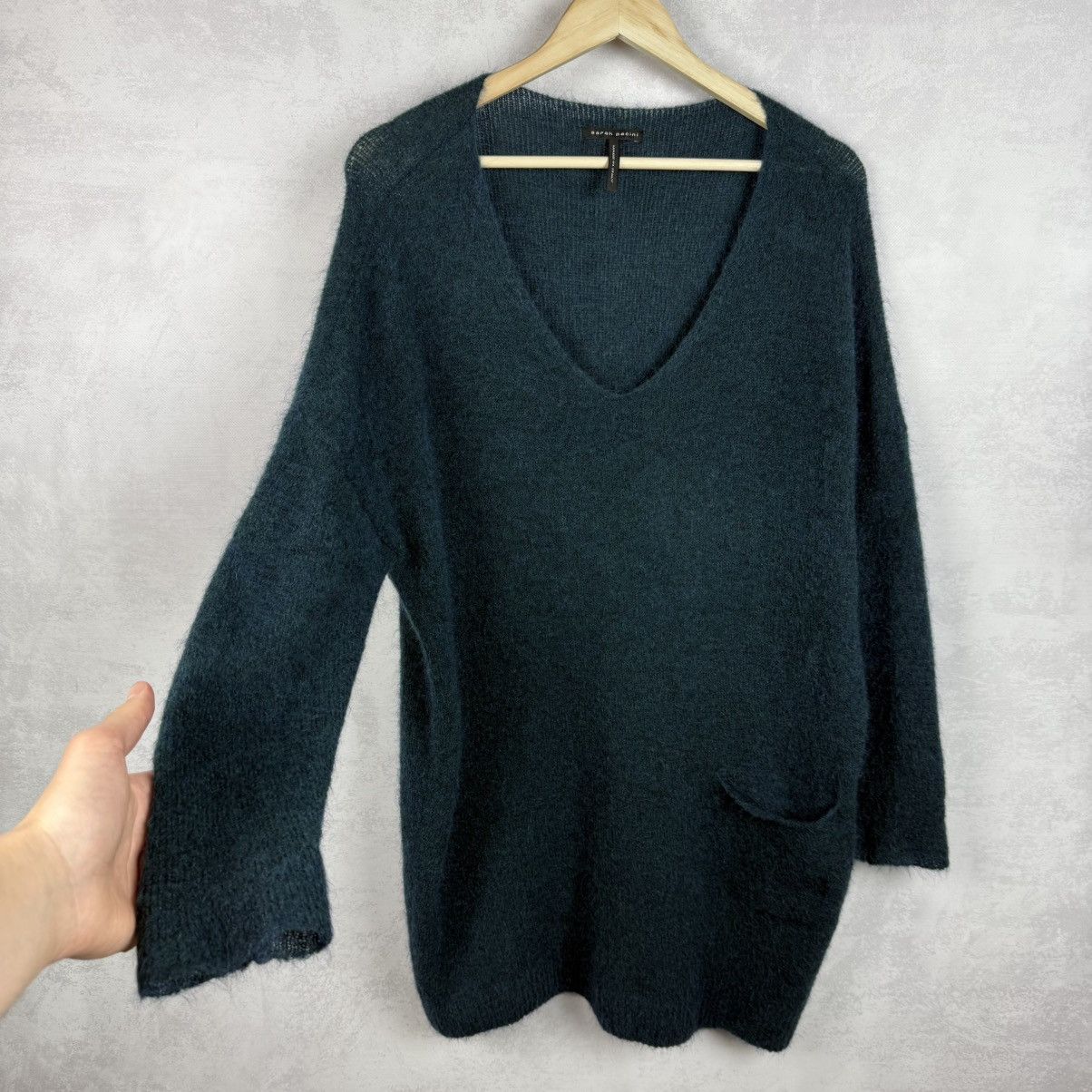 Sarah Pacini Sarah Pacini V-Neck Mohair-Merino Wool Long Sweater Size OS Size ONE SIZE - 4 Thumbnail