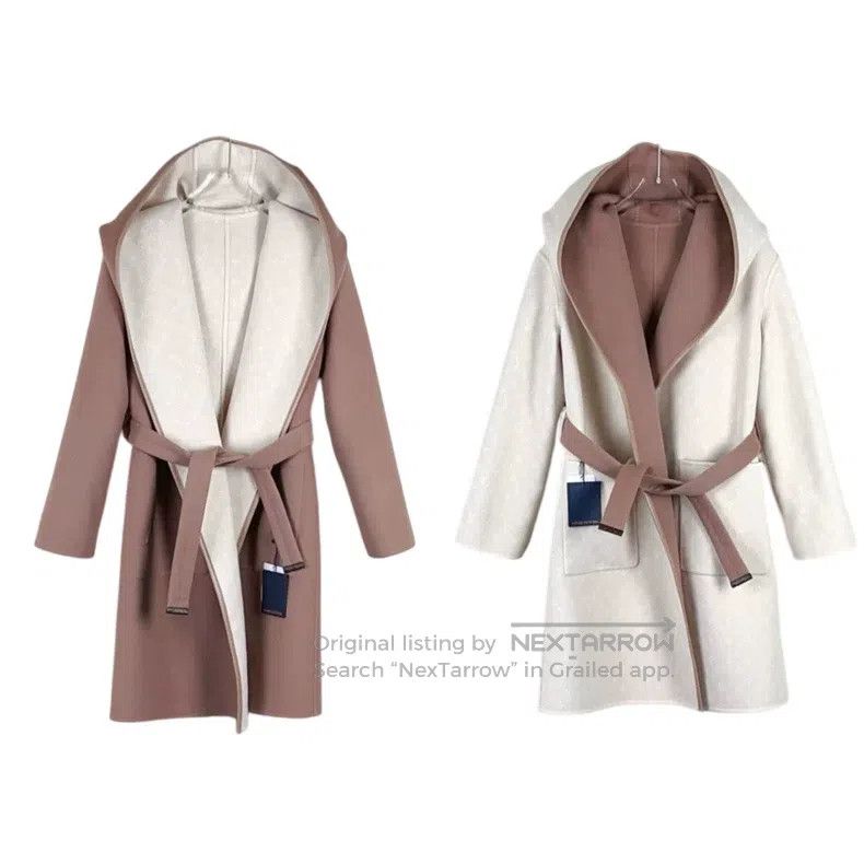 Louis Vuitton Beige full-print double-faced hooded coat