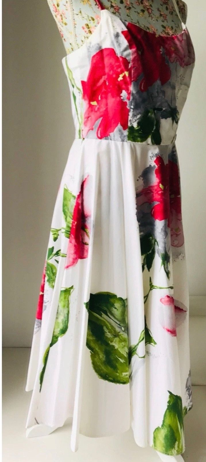 Other Designer MARIO BALTHAZAR Sz. 12 White Floral Midi Dress Size M / US 6-8 / IT 42-44 - 2 Thumbnail