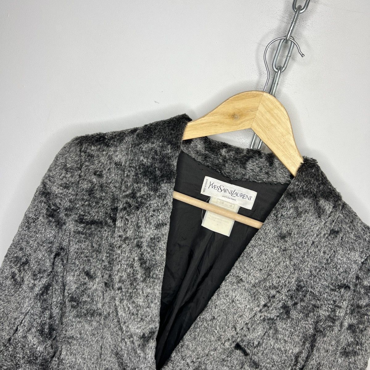 Yves Saint Laurent 🔥VINTAGE YVES SAINT LAURENT PARIS FAUX FUR BLAZER JACKET Size S / US 4 / IT 40 - 4 Thumbnail