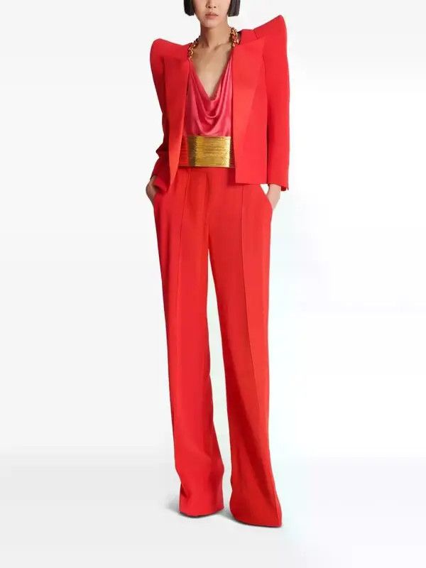 Balmain o1s1wg110526 Crepe Tailored Trousers in Red Size 30" / US 8 / IT 44 - 2 Thumbnail