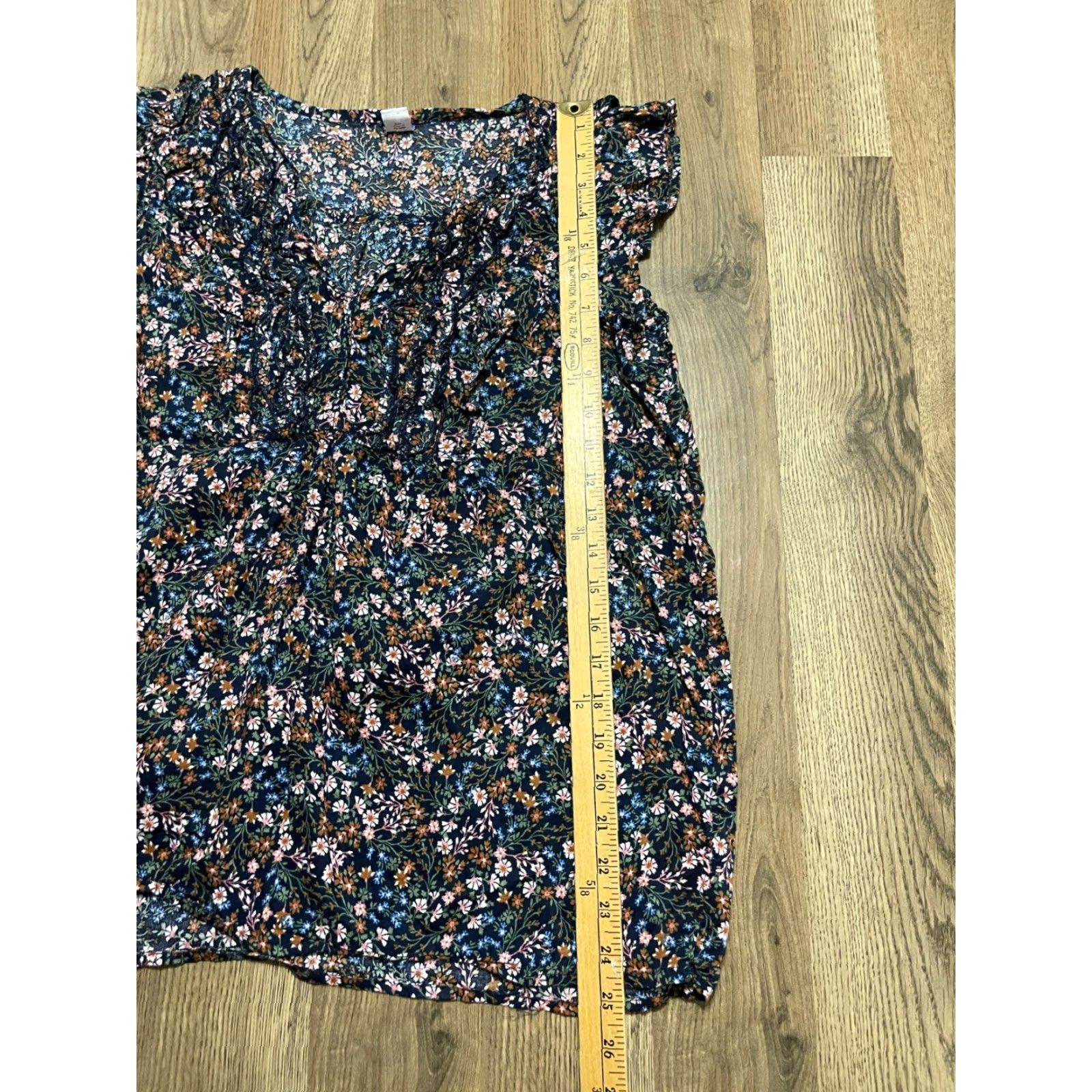 Old Navy Old Navy Blouse Womens M Tall Multicolor V-Neck Floral Ruffle Sleeve Shirt Casual Womens Size M / US 6-8 / IT 42-44 - 7 Thumbnail