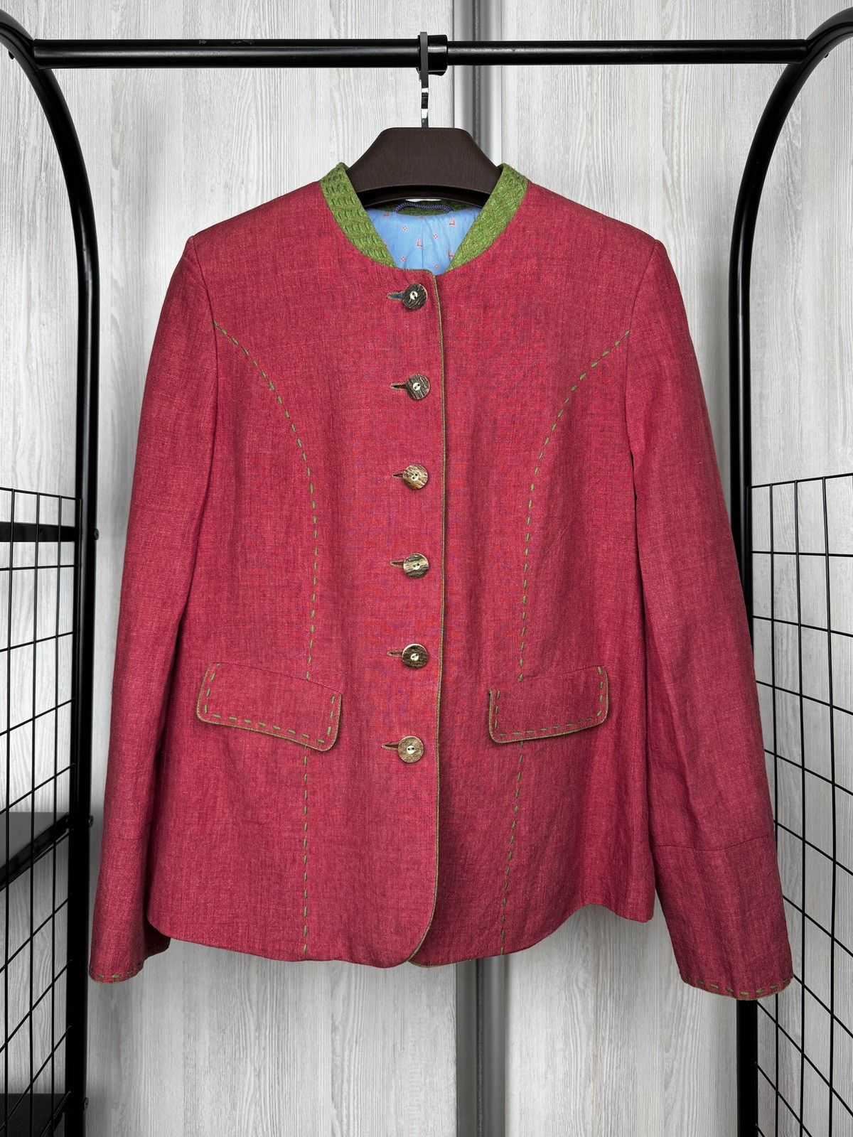 Other Habsburg Antoinette Red Linen Traditional blazer jacket 42 Size L / US 10 / IT 46 - 2 Thumbnail