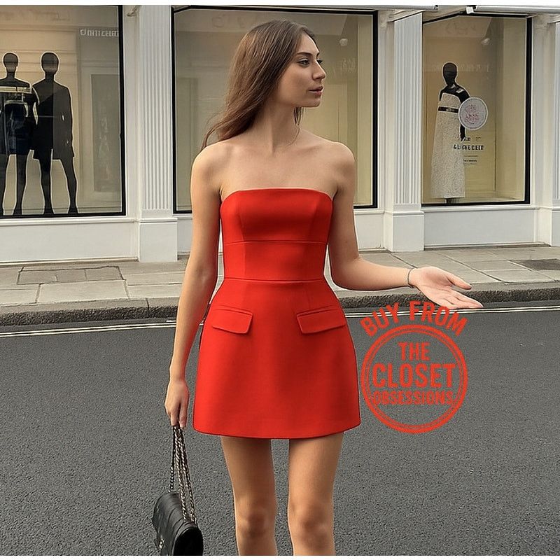 Zara ZARA Strapless Fitted Mini Dress NWT | Red Orange | Size L | Grailed