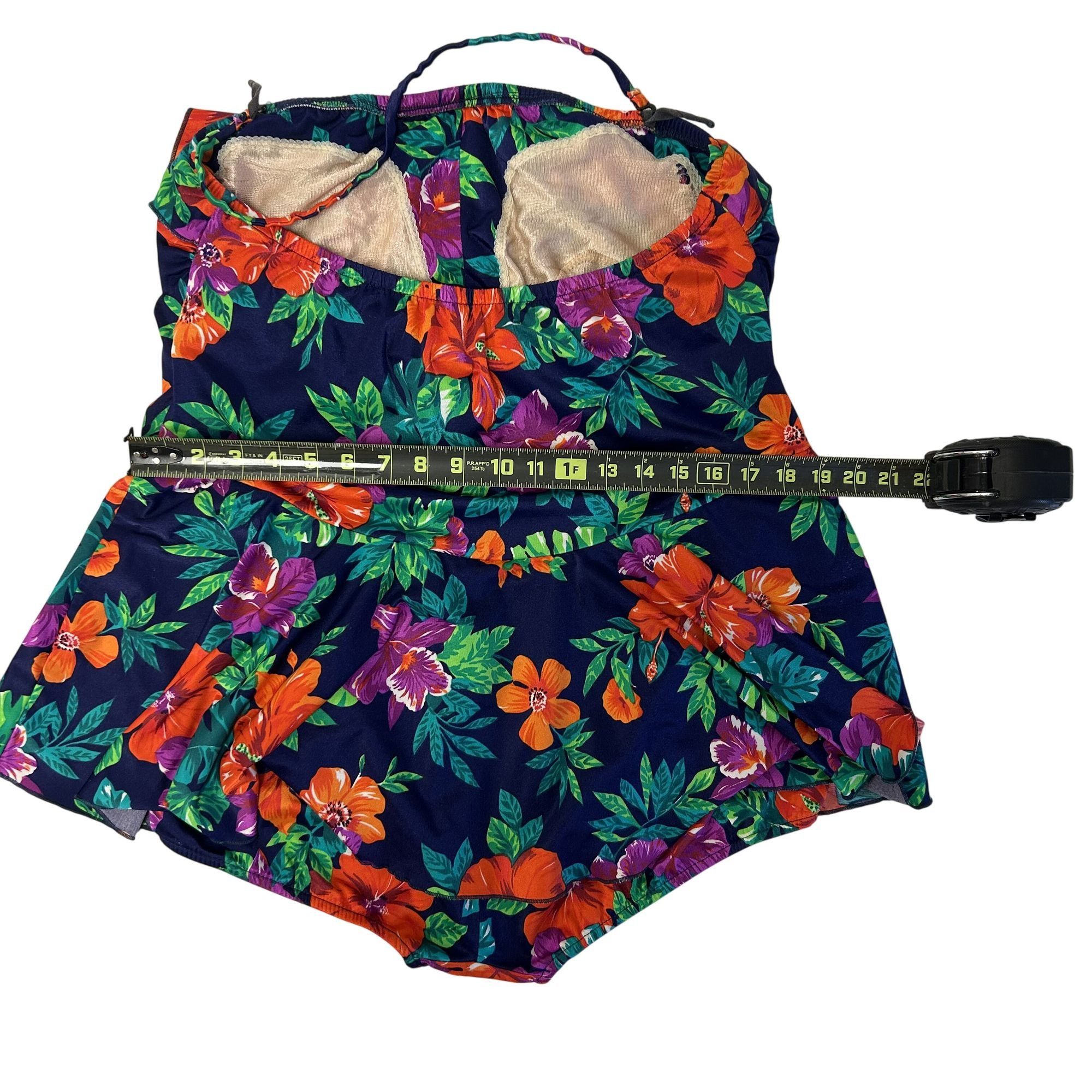 Other Vtg Maxine of Hollywood Bright VIBRANT FLORAL Tiere Swimsuit Size L / US 10 / IT 46 - 8 Thumbnail